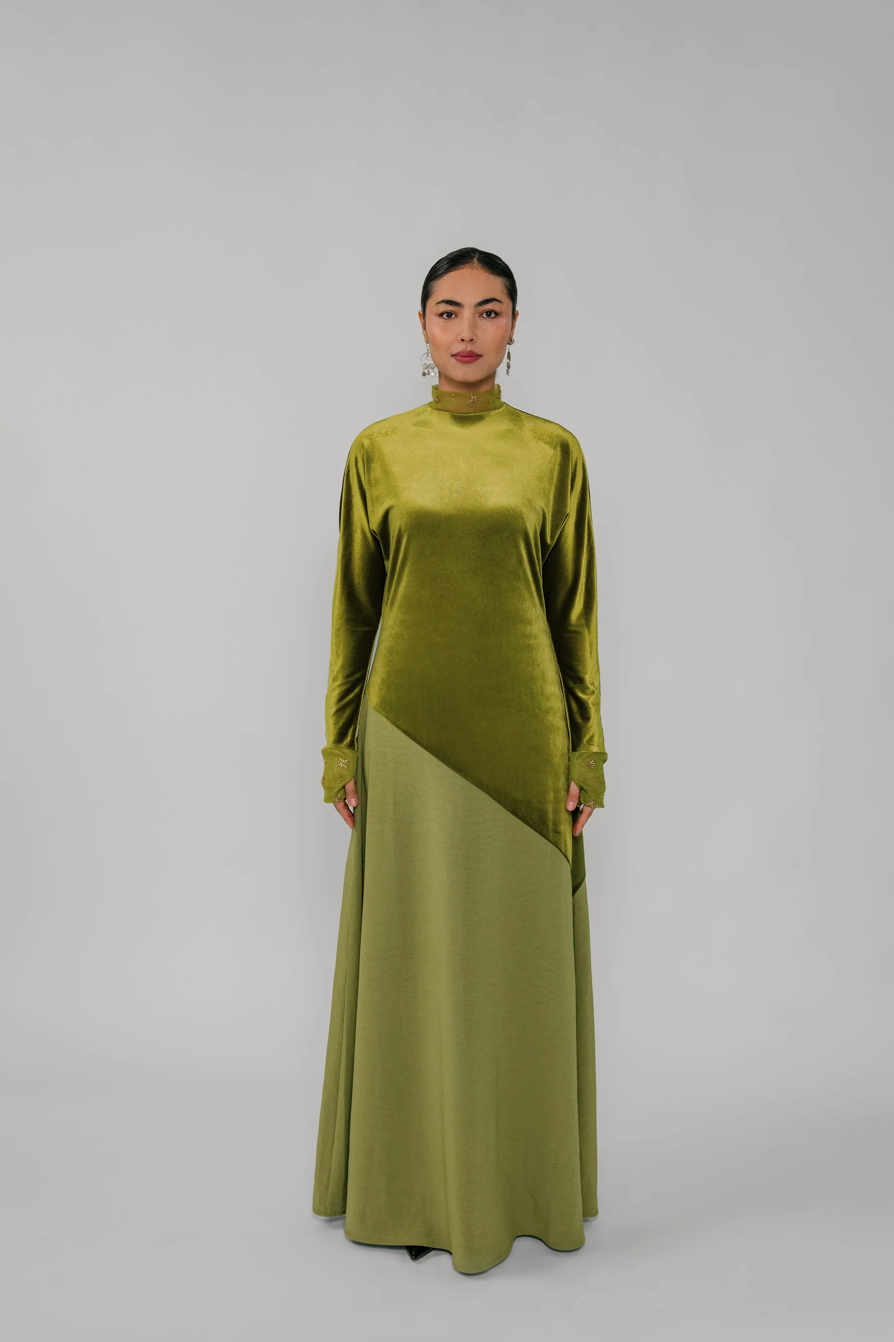Celestial Contrast Dress Chartreuse - Image 4