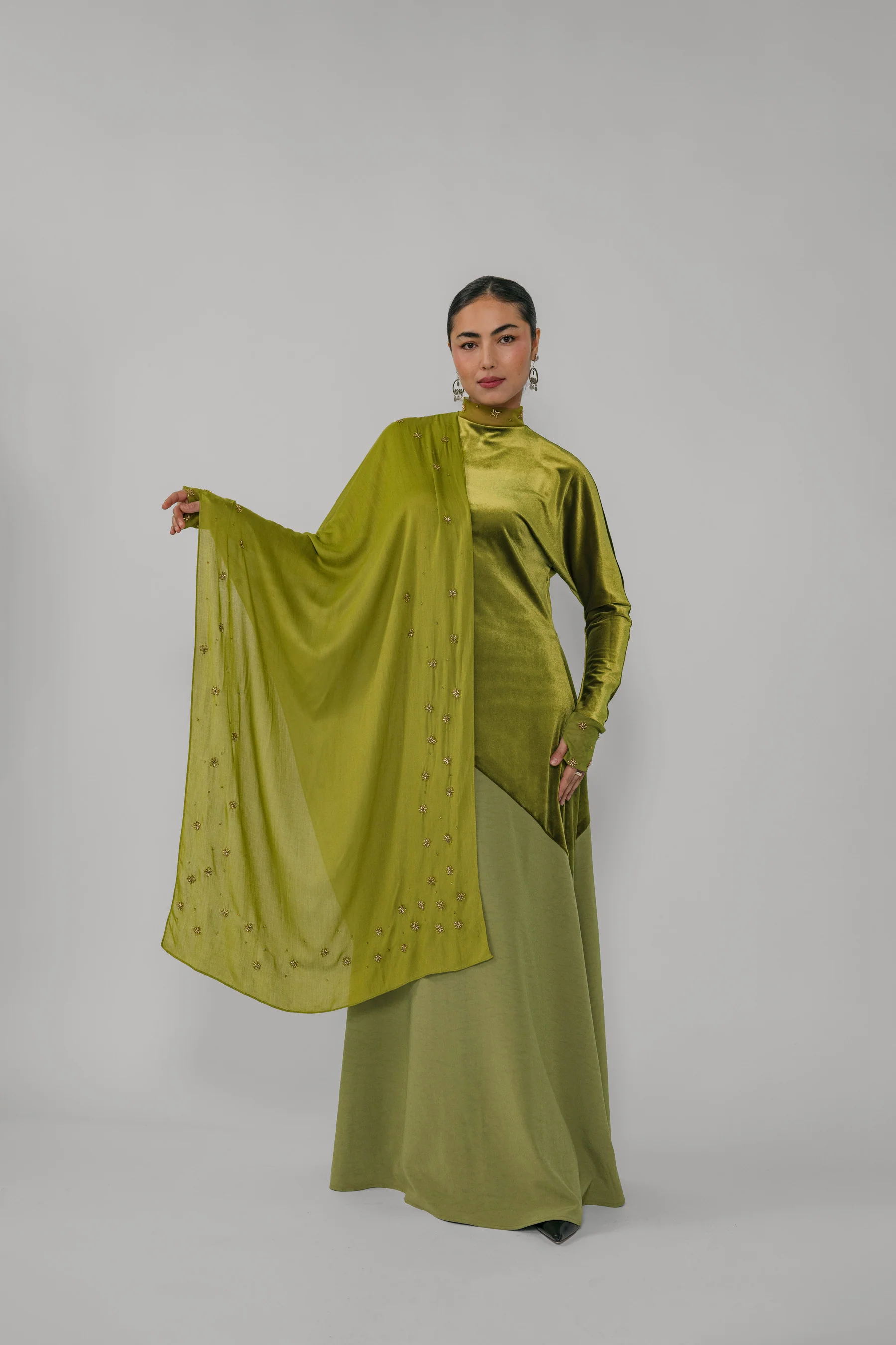 Celestial Contrast Dress Chartreuse - Image 6