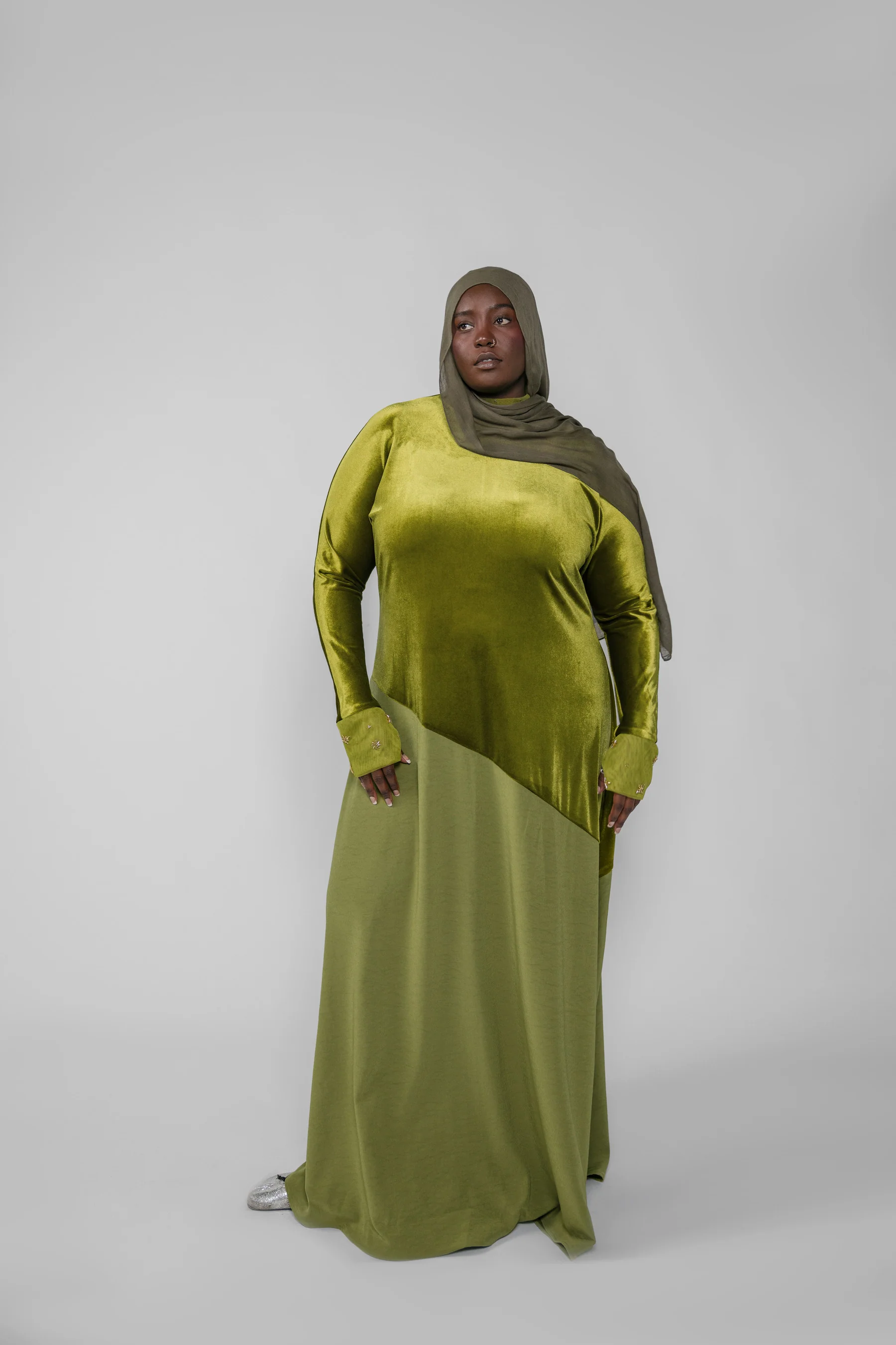 Celestial Contrast Dress Chartreuse - Image 7