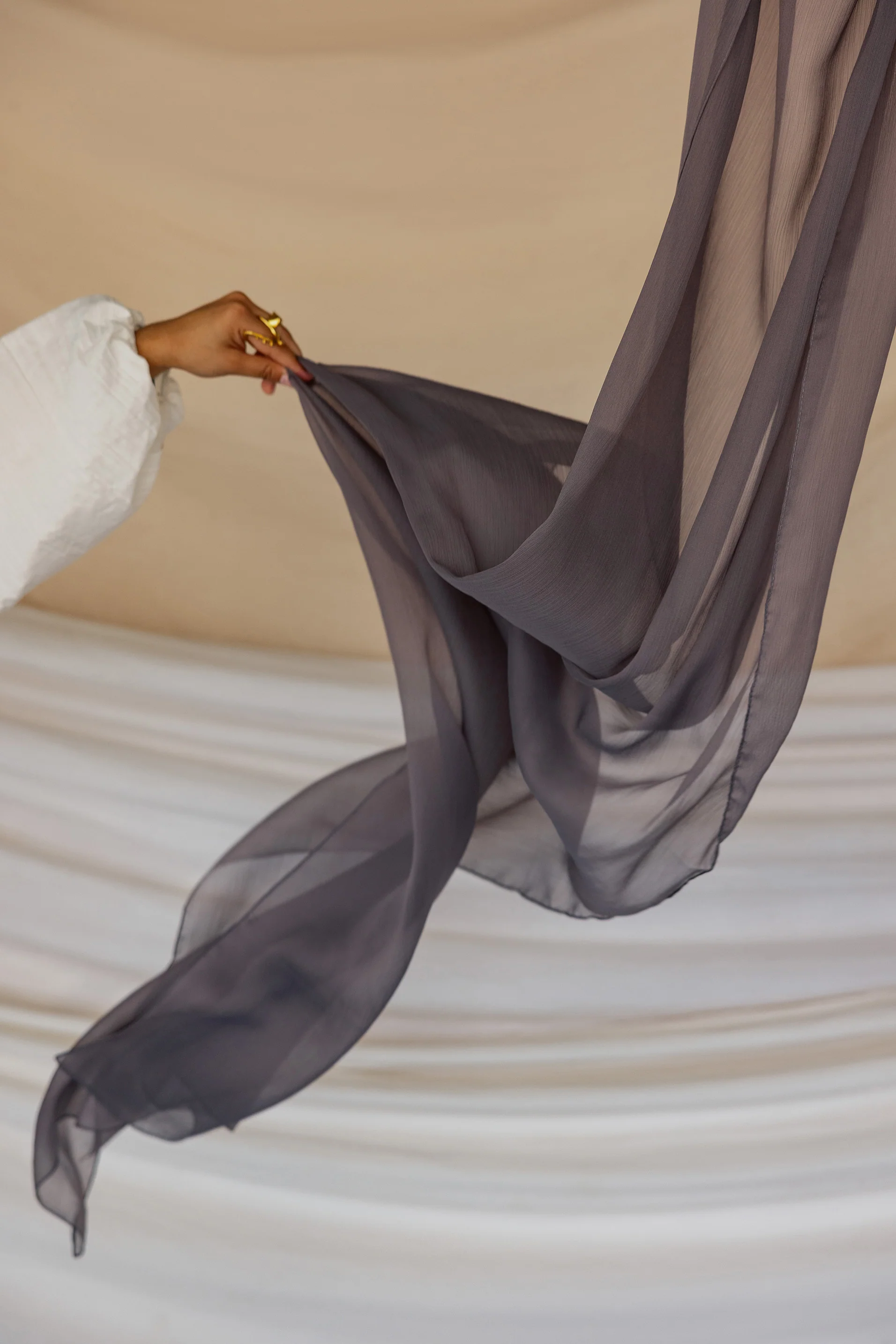 Charcoal Gray Crinkle Chiffon - Image 3