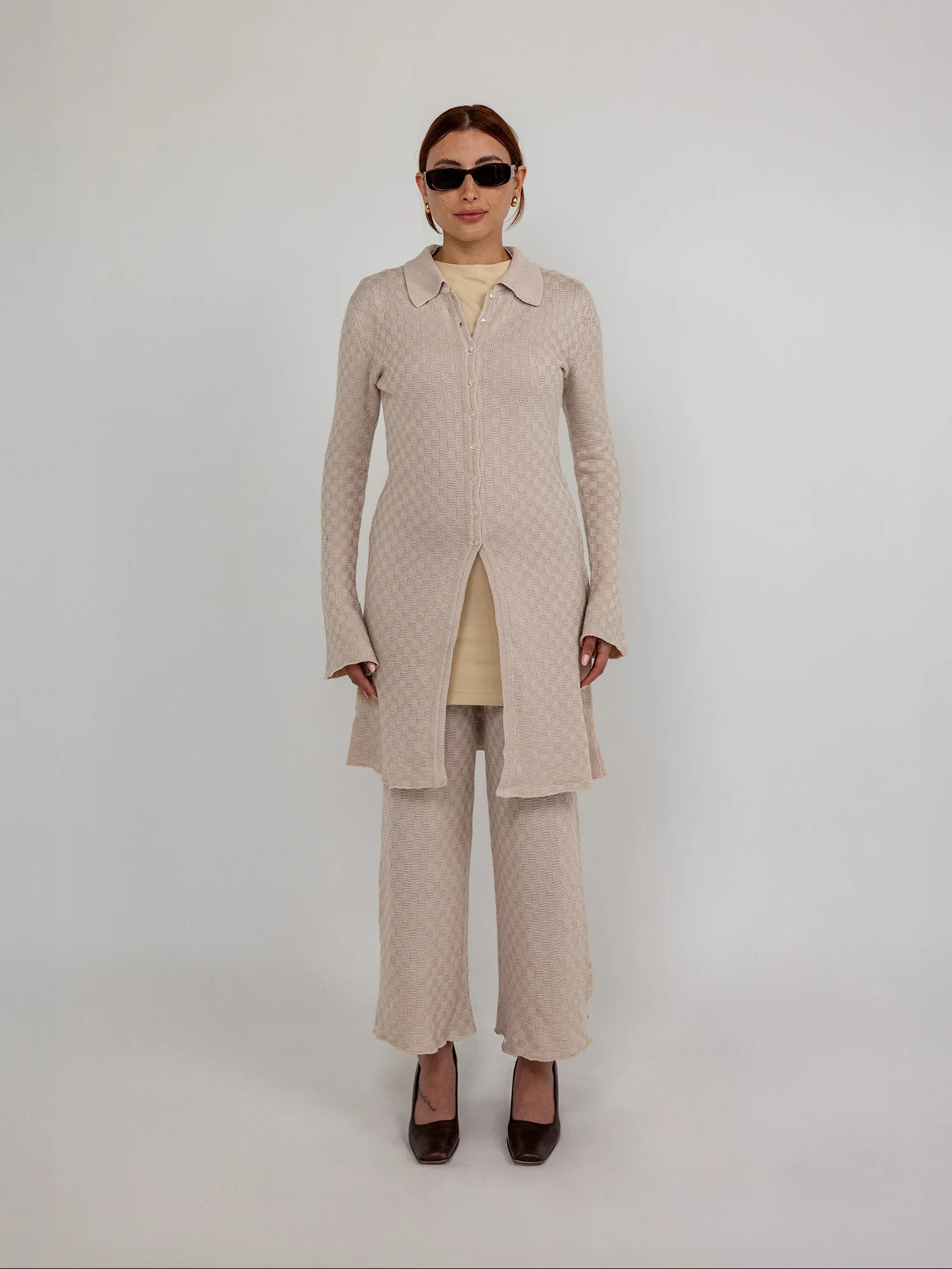 Checkered Knit Cardigan - Image 3