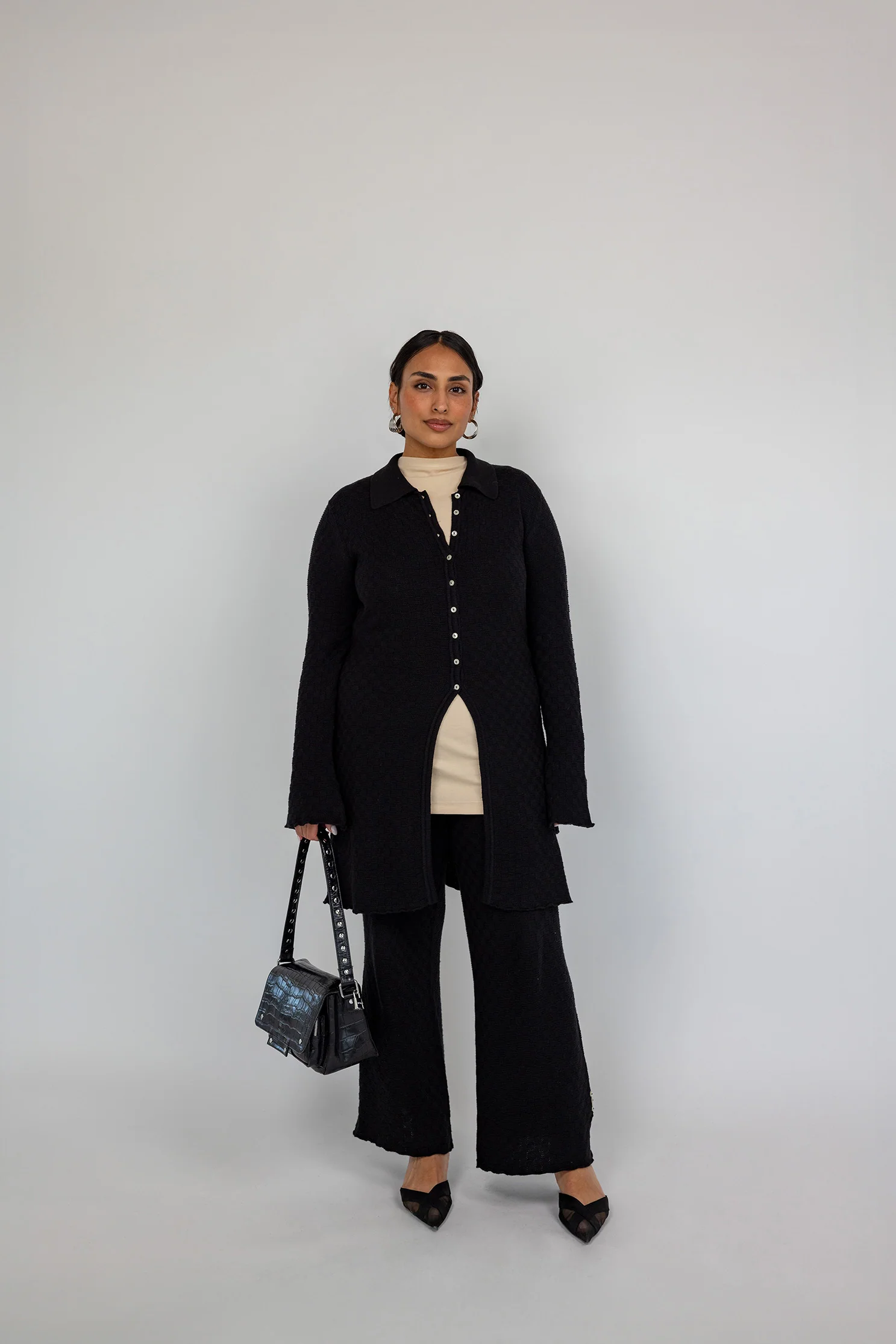 Checkered Knit Cardigan - Image 5