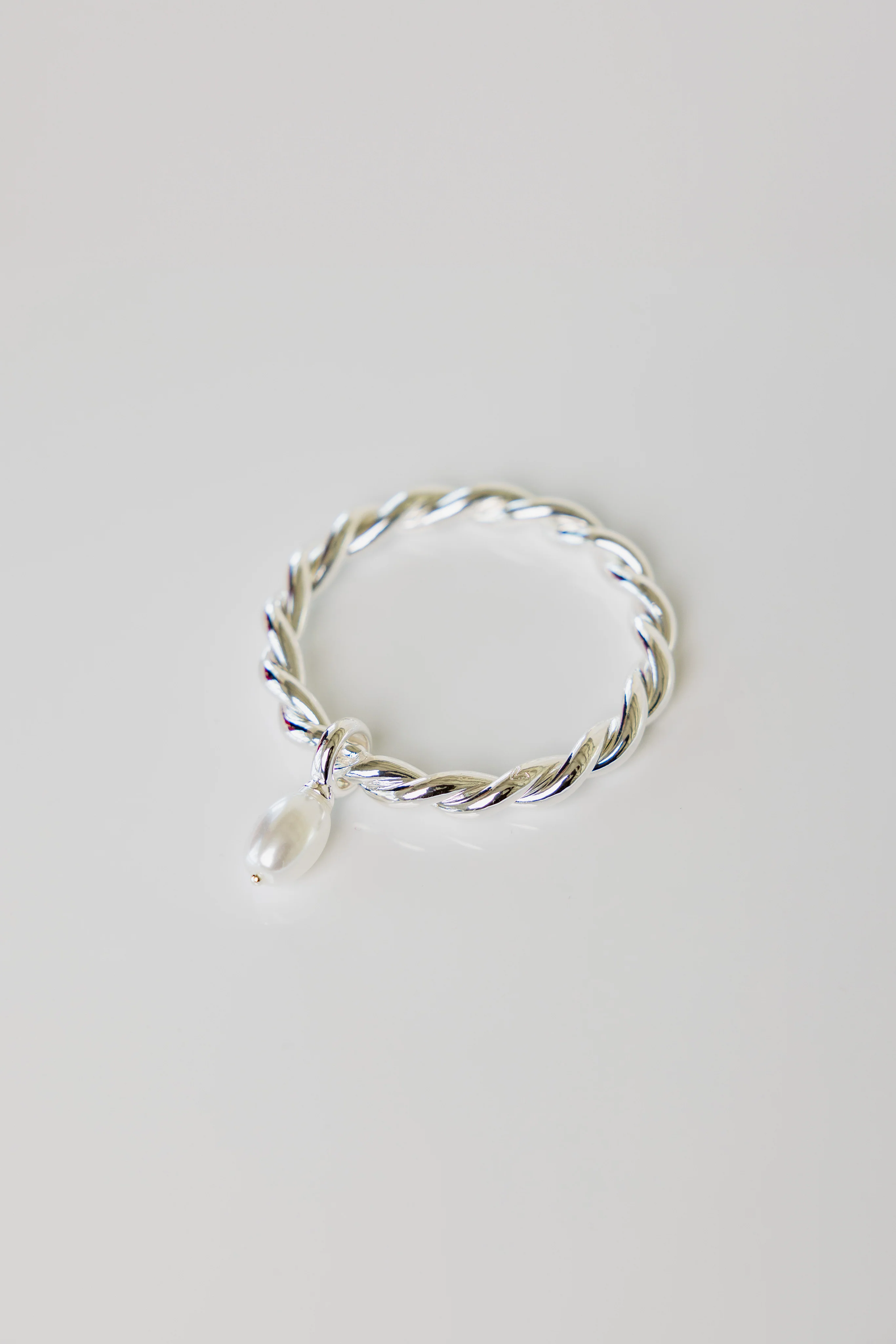 Twisted Pearl Silver Hoop - Image 2