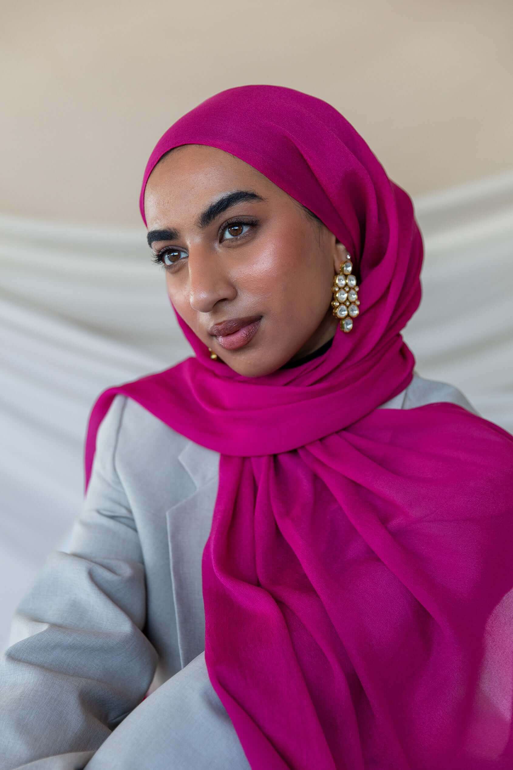 Deep Fuchsia Silk Chiffon - Image 3