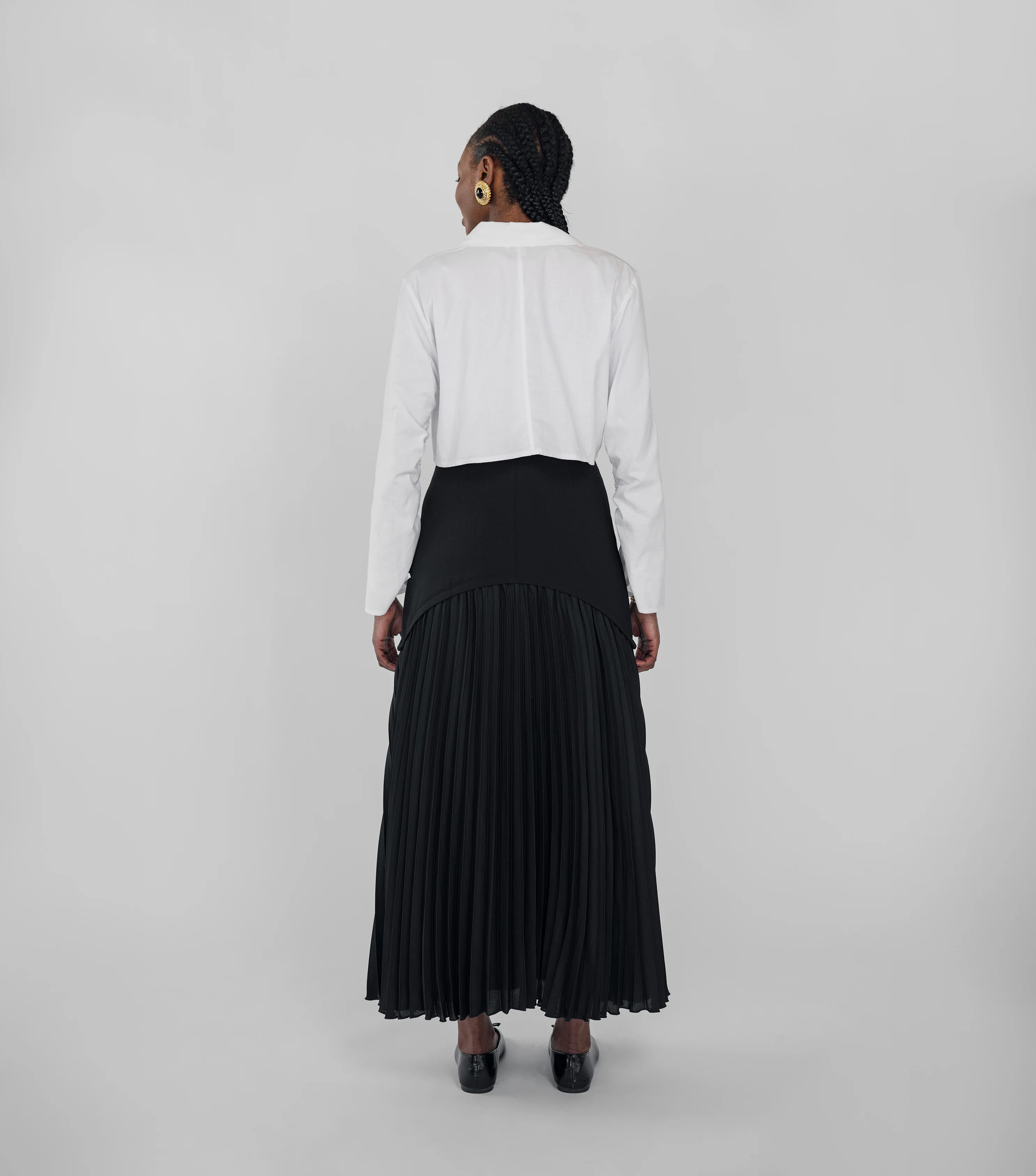 Pleated Drop Waist Skirt Black - Image 5