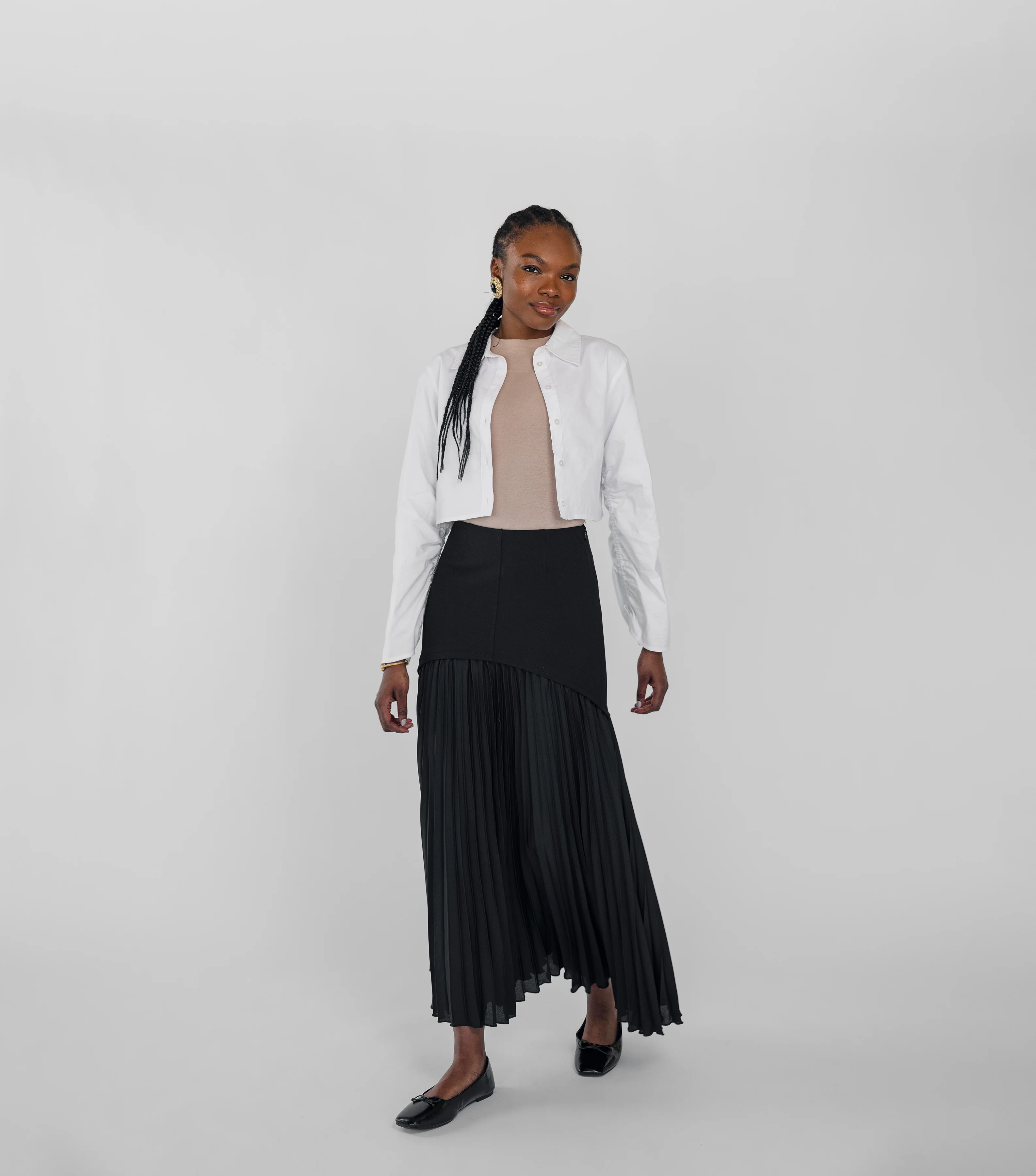Pleated Drop Waist Skirt Black - Image 6