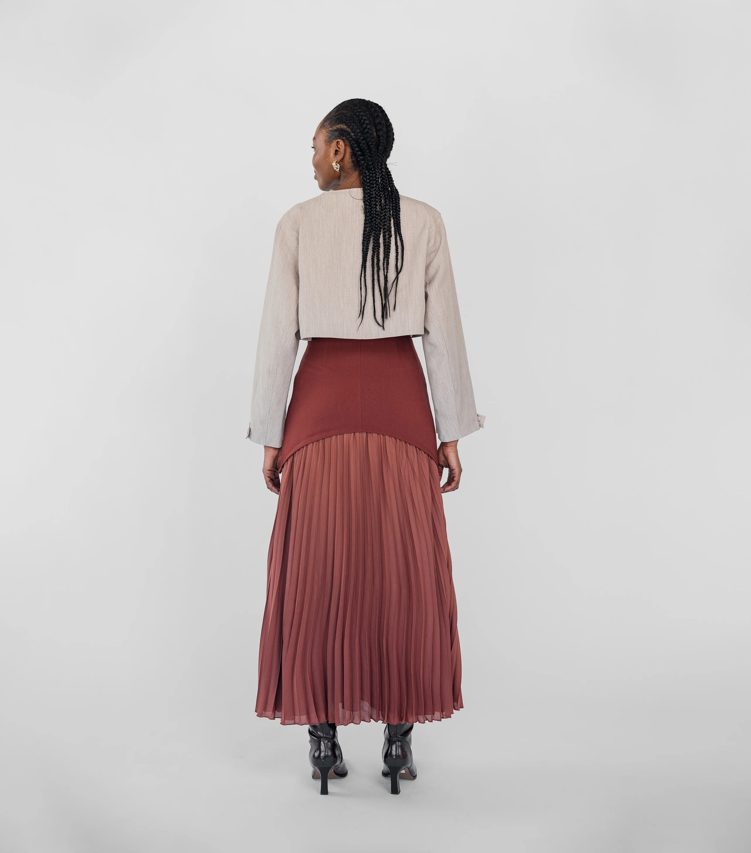 Pleated Drop Waist Skirt Rouge - Image 5
