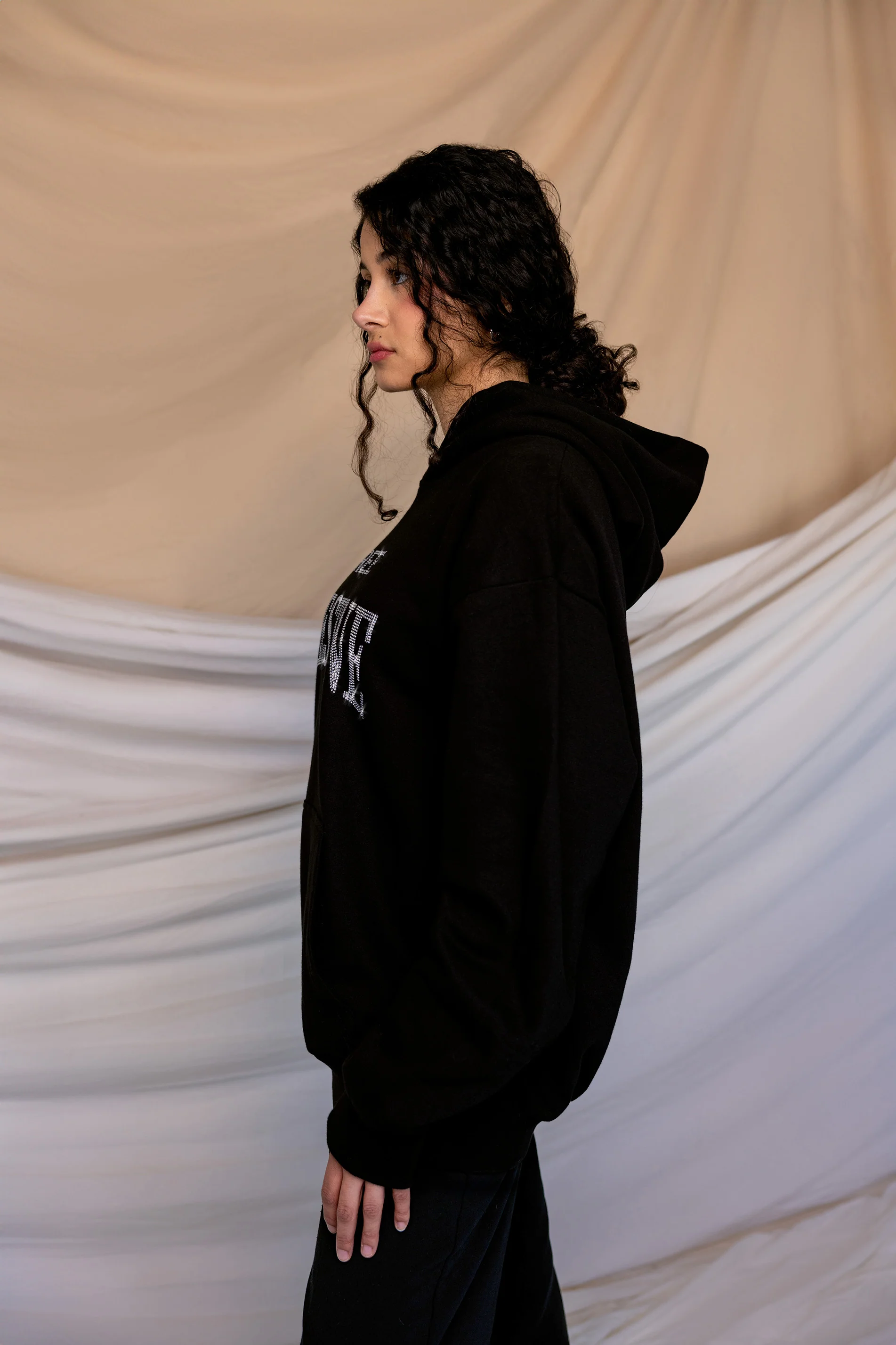 Free Palestine Black Rhinestone Hoodie - Image 6
