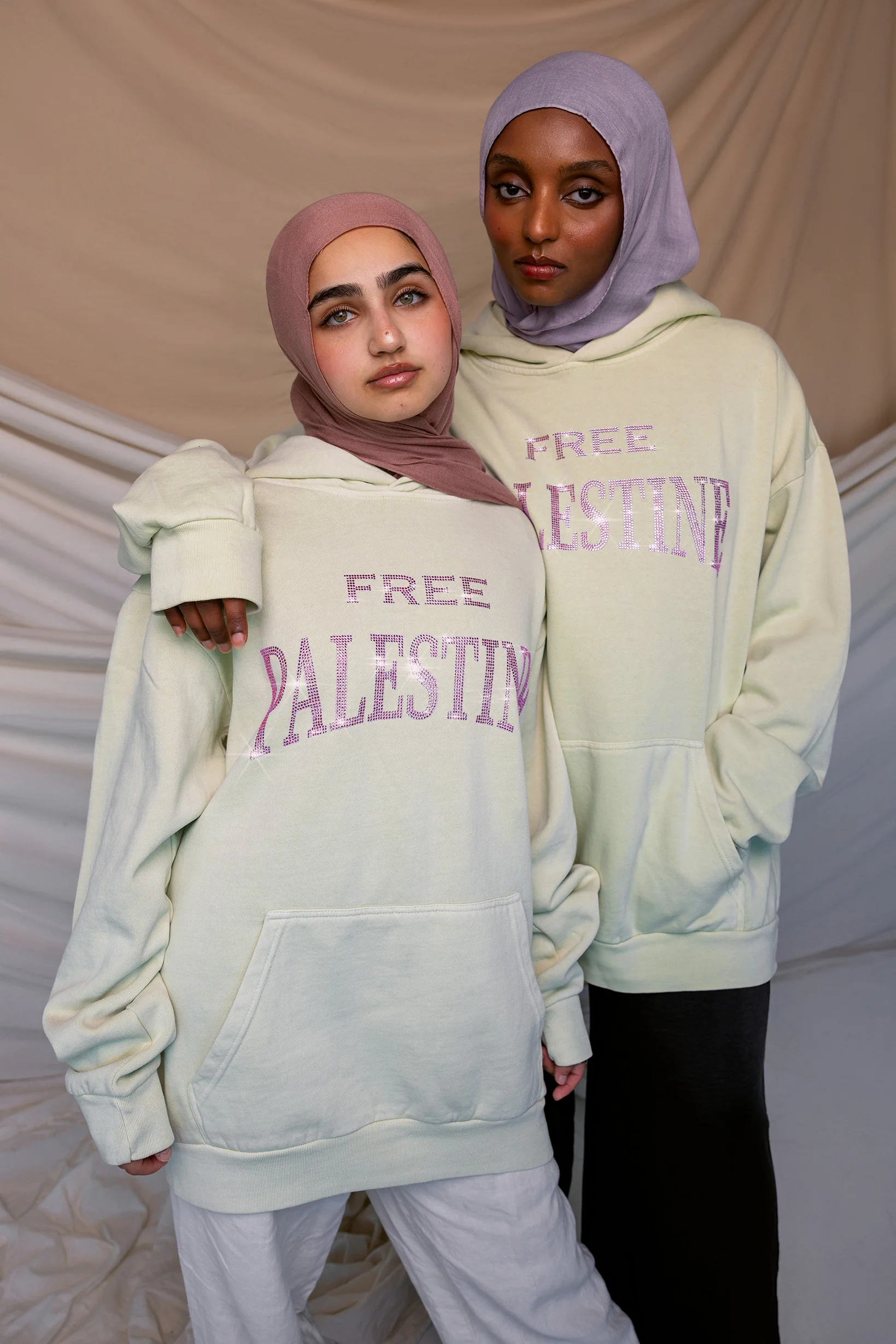 Free Palestine Pink Rhinestone Hoodie - Image 3