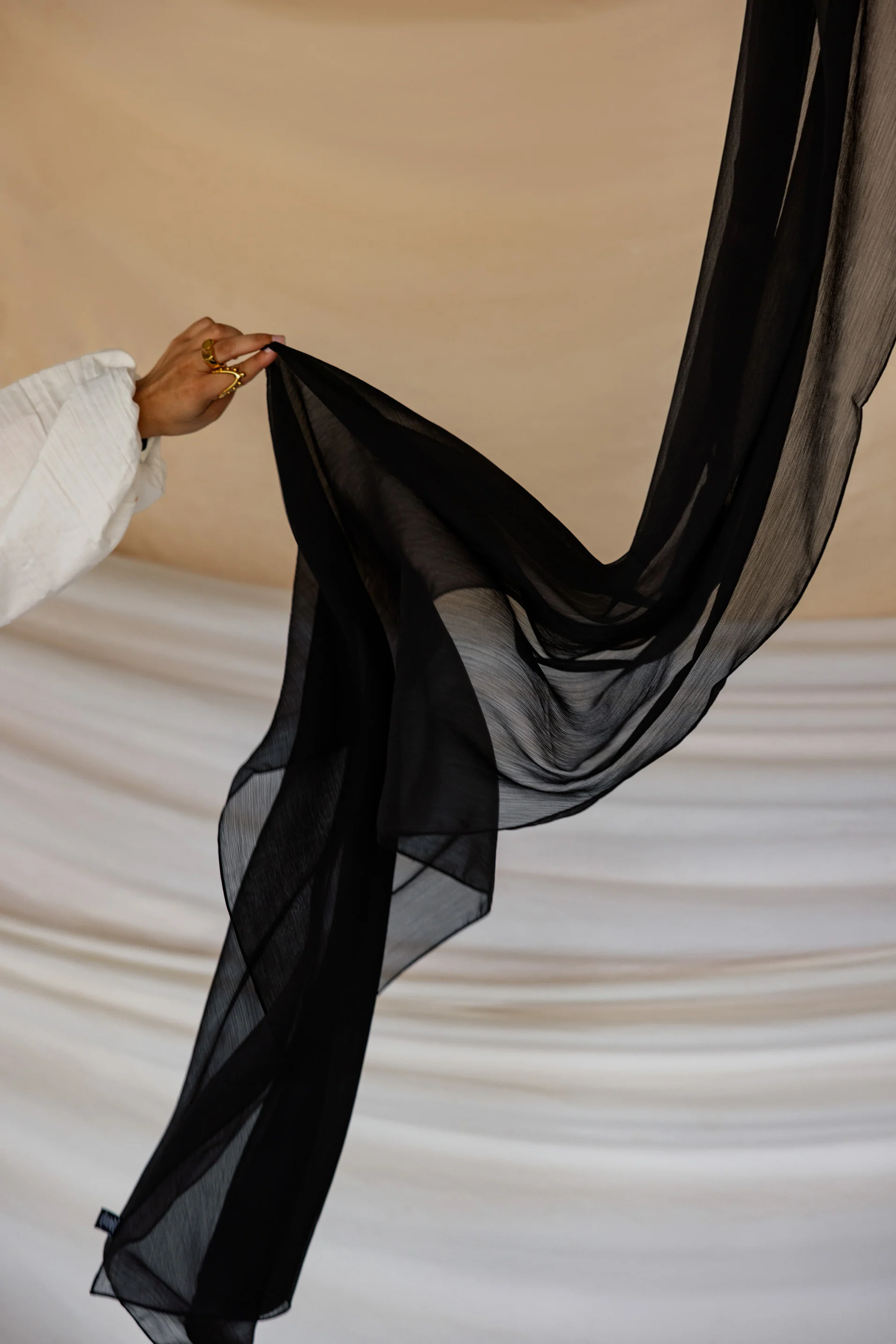 Jet Black Crinkle Chiffon - Image 2