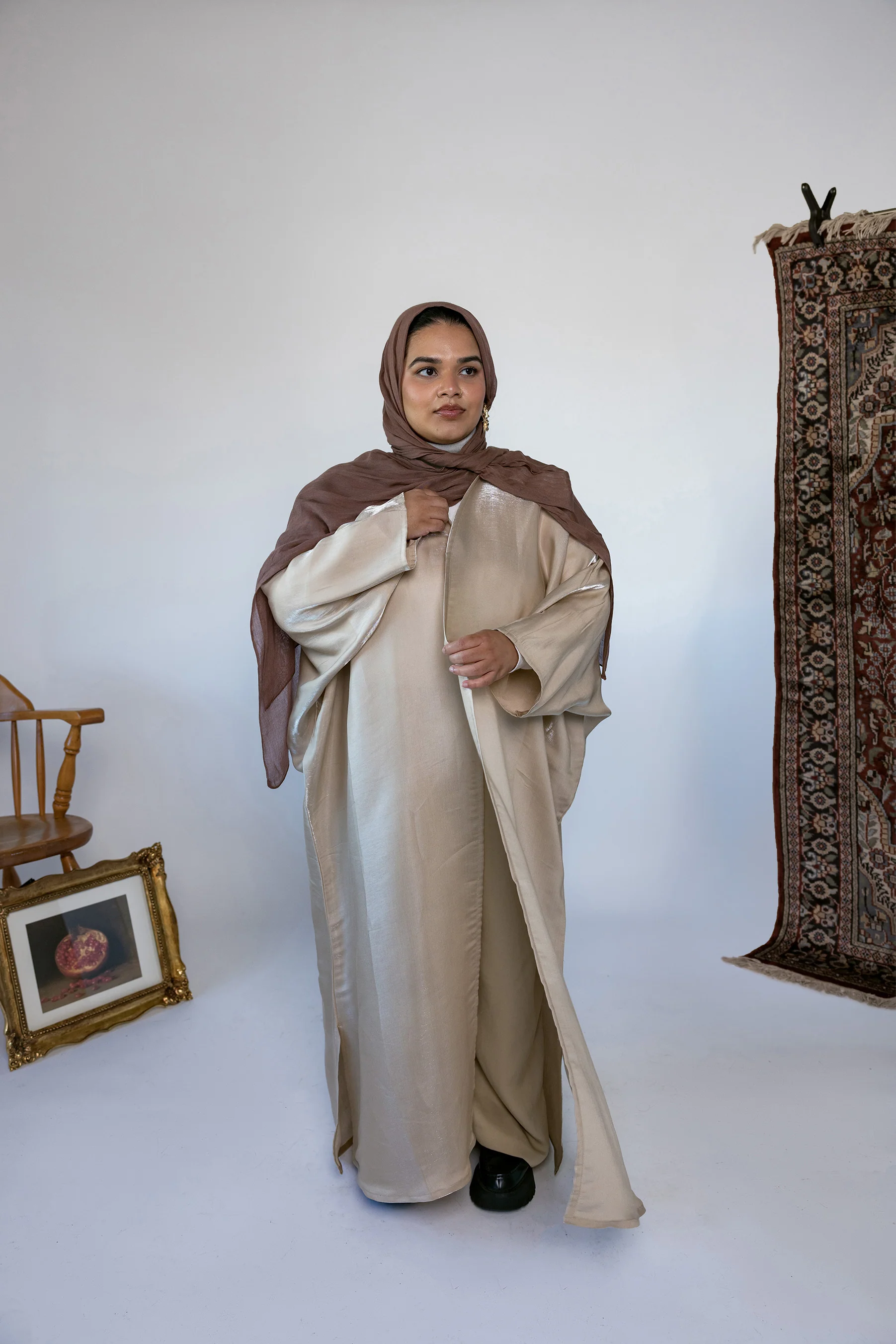 Metallic Tan Abaya - Image 3