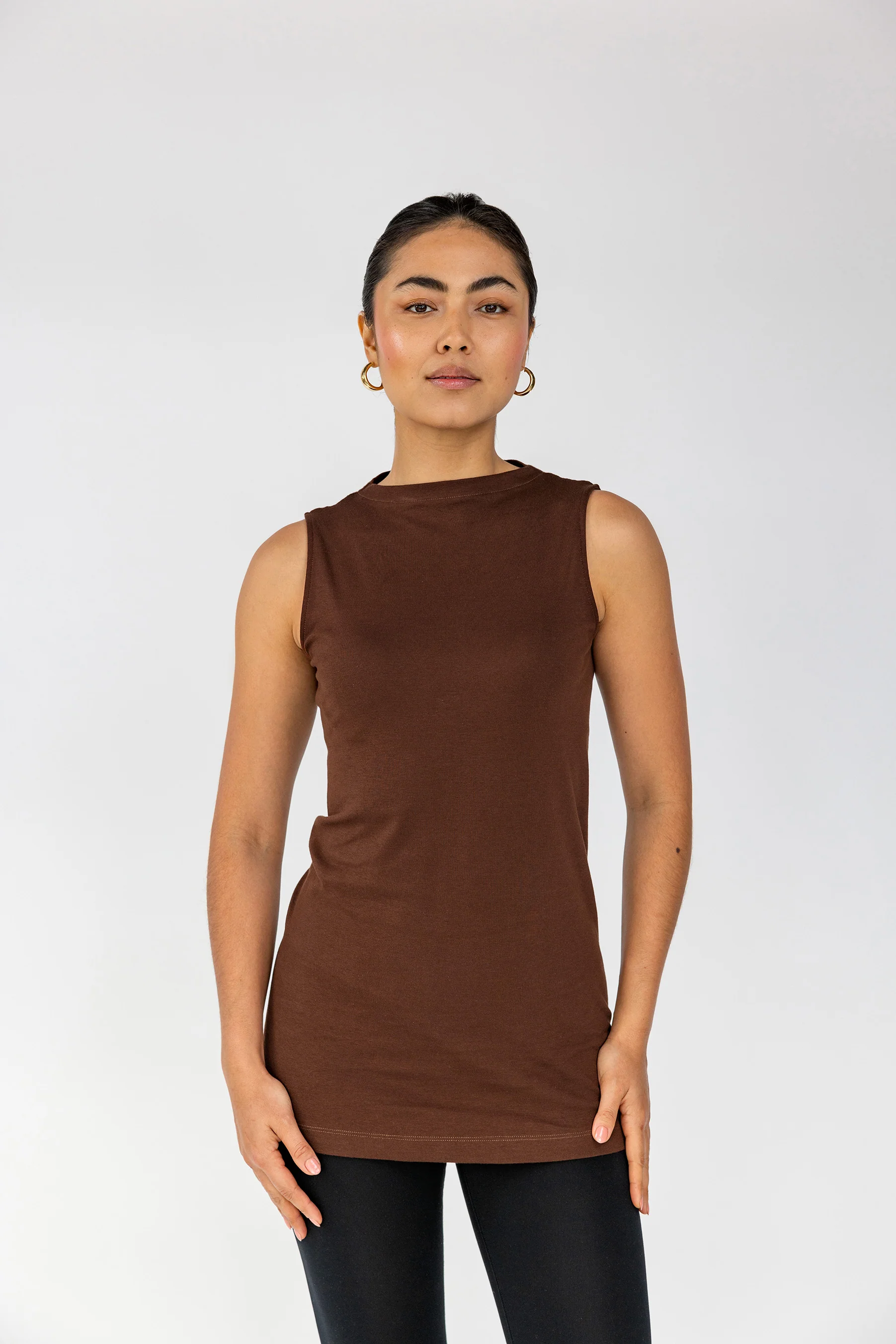 Mock Neck Tank Cocoa