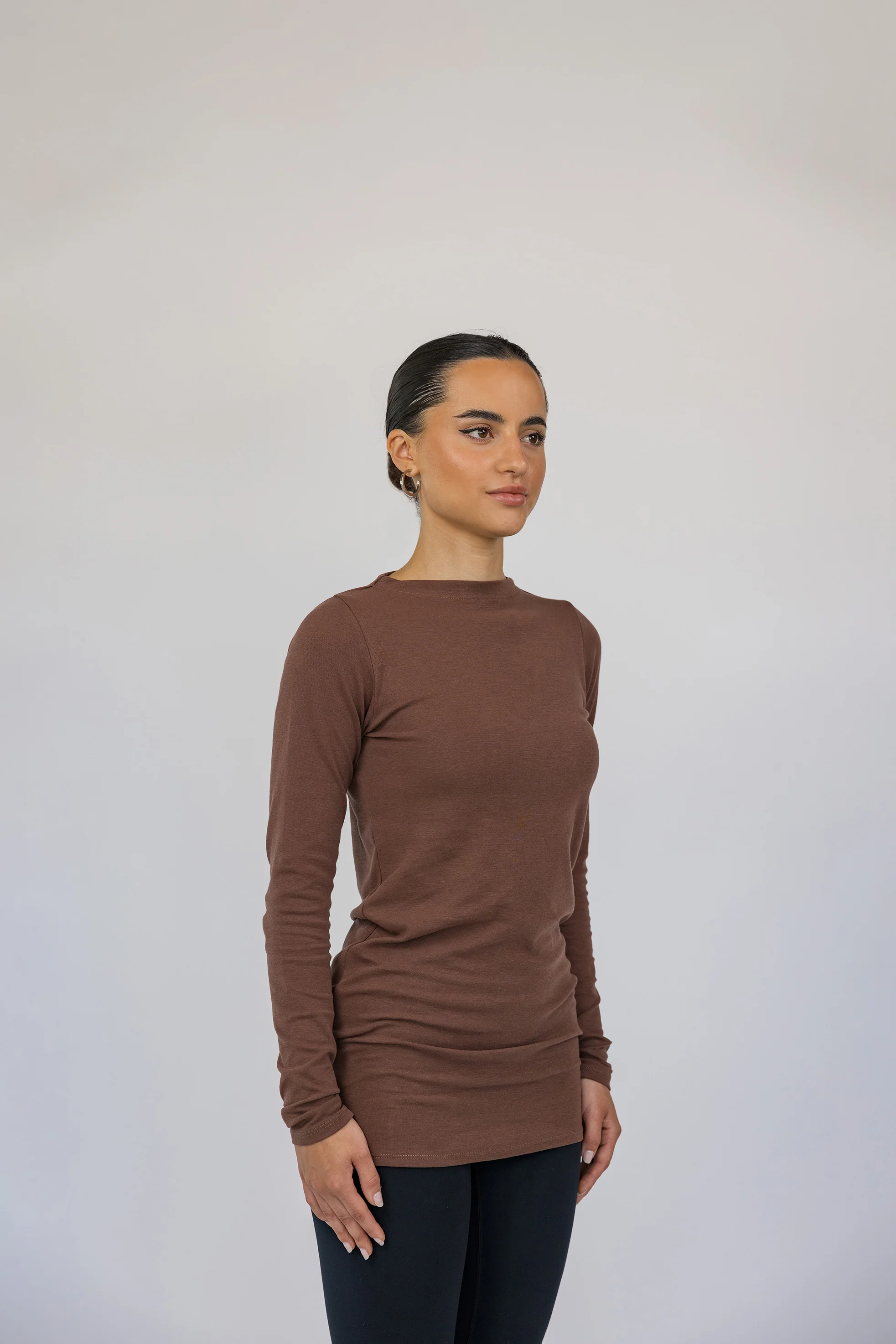 Mock Neck Top Chestnut - Image 3