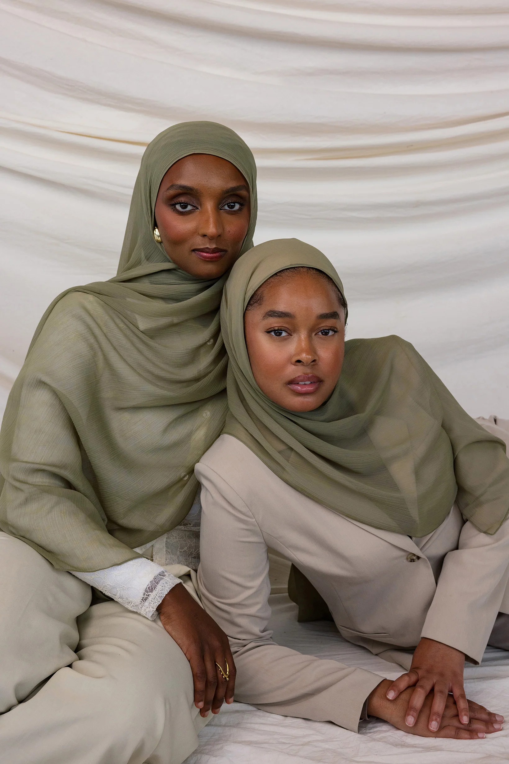 Olive Glow Crinkle Chiffon
