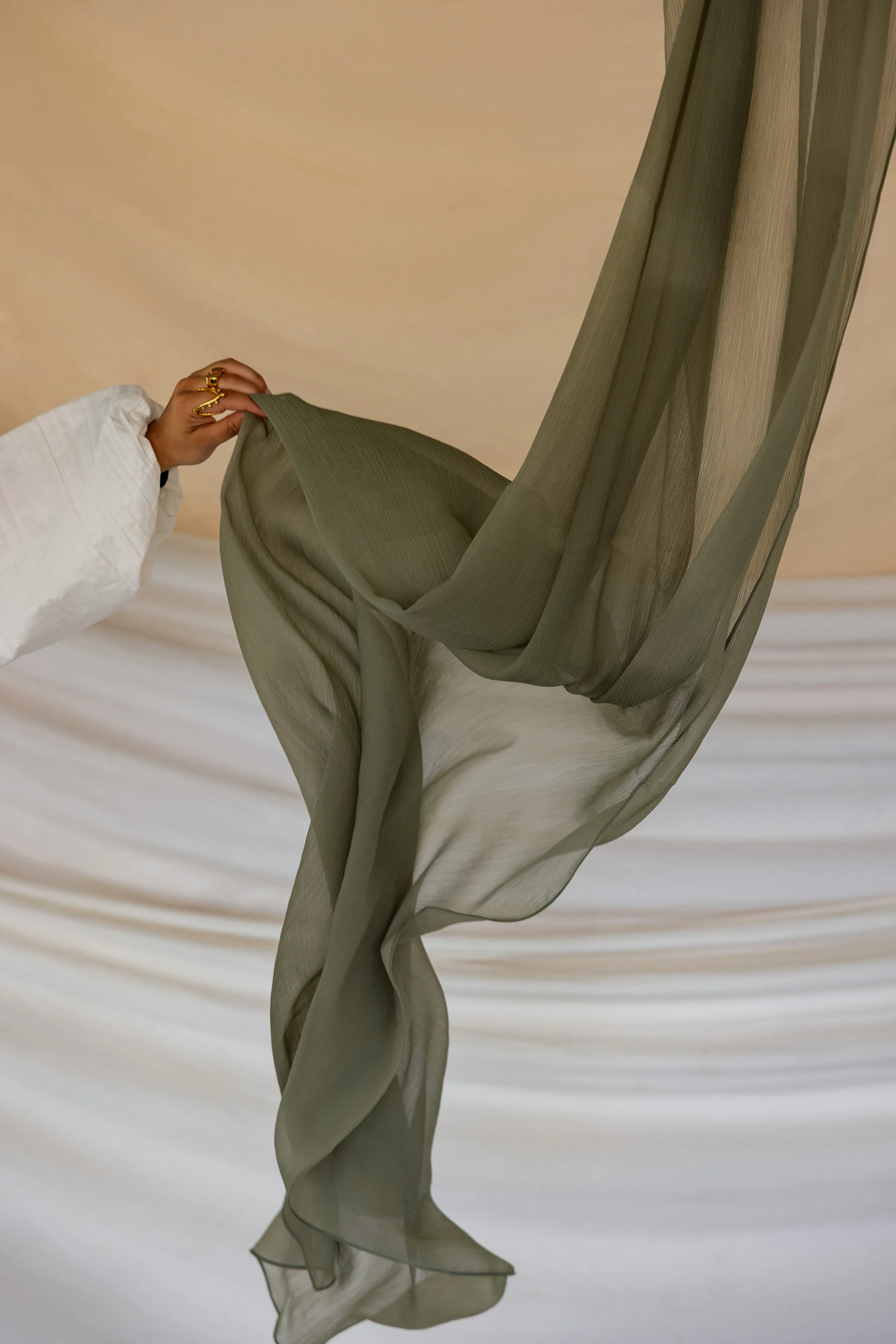 Olive Glow Crinkle Chiffon - Image 3