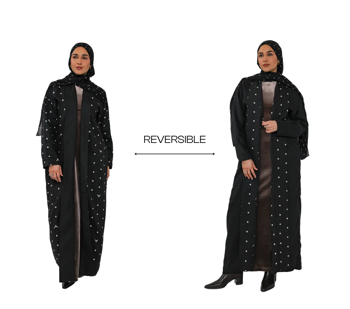Polka Dot Reversible Abaya - Image 3