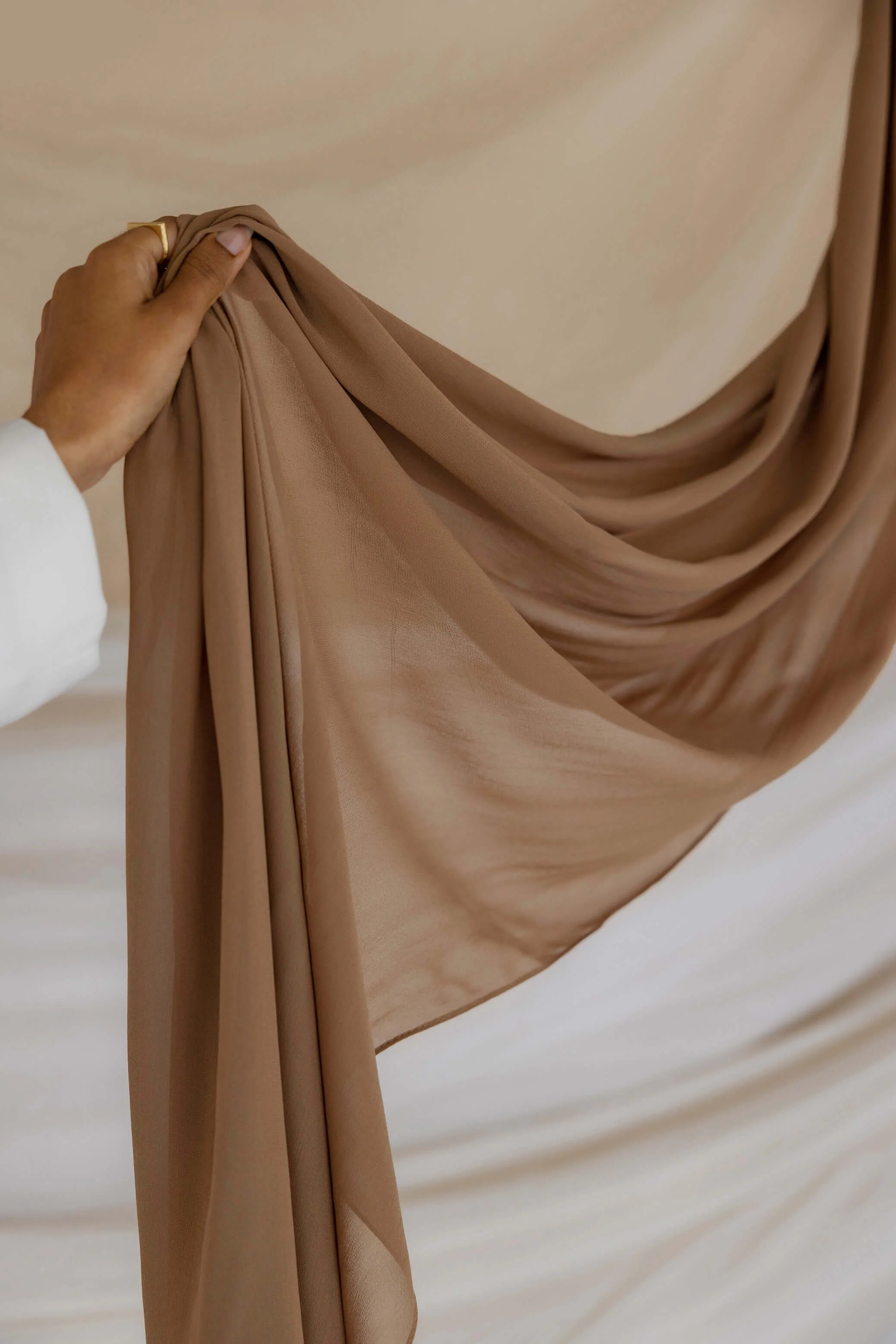 Qahwah Brown Crepe Chiffon - Image 2