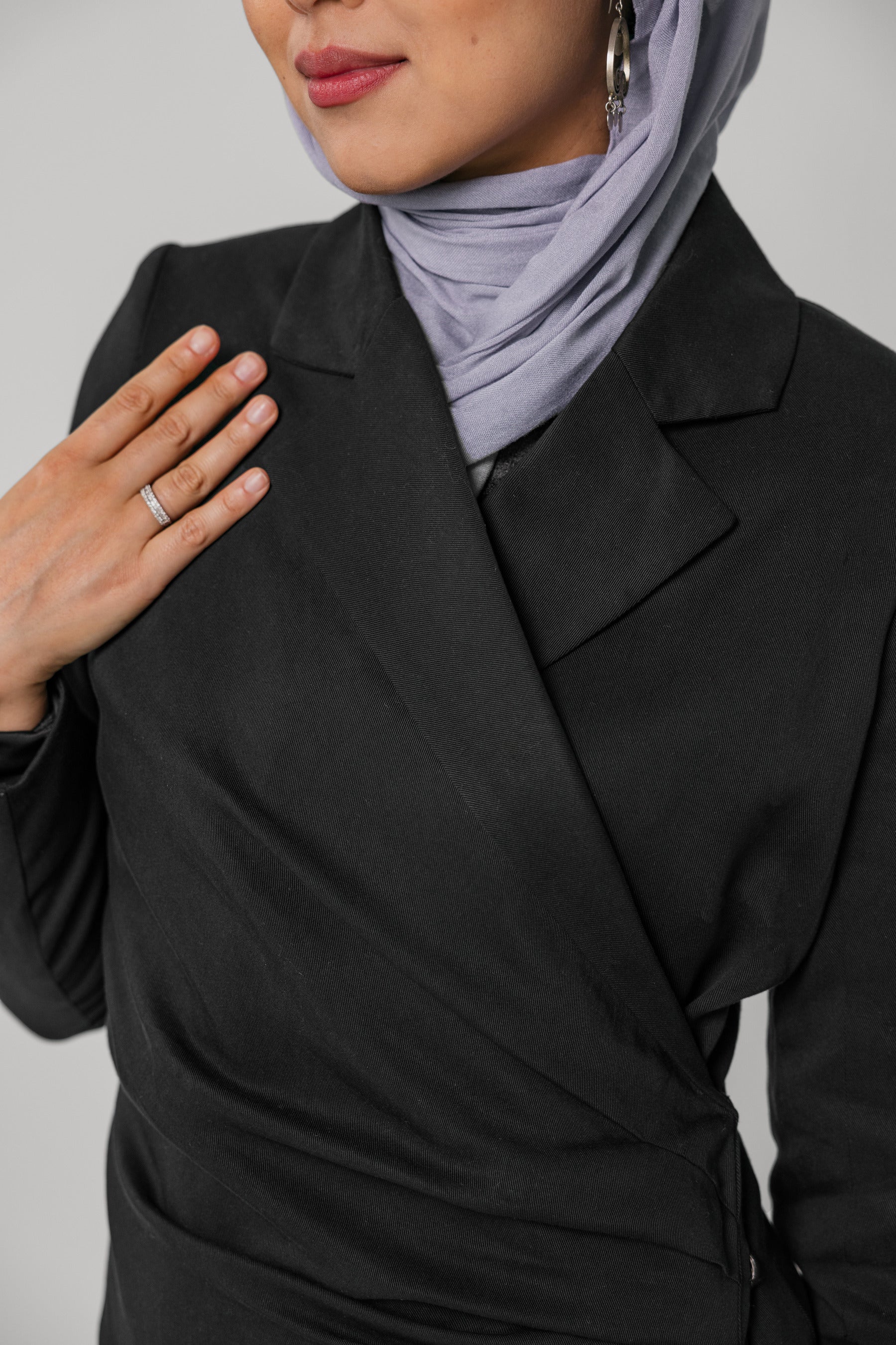 Ruched Trench Dress Black - Image 2