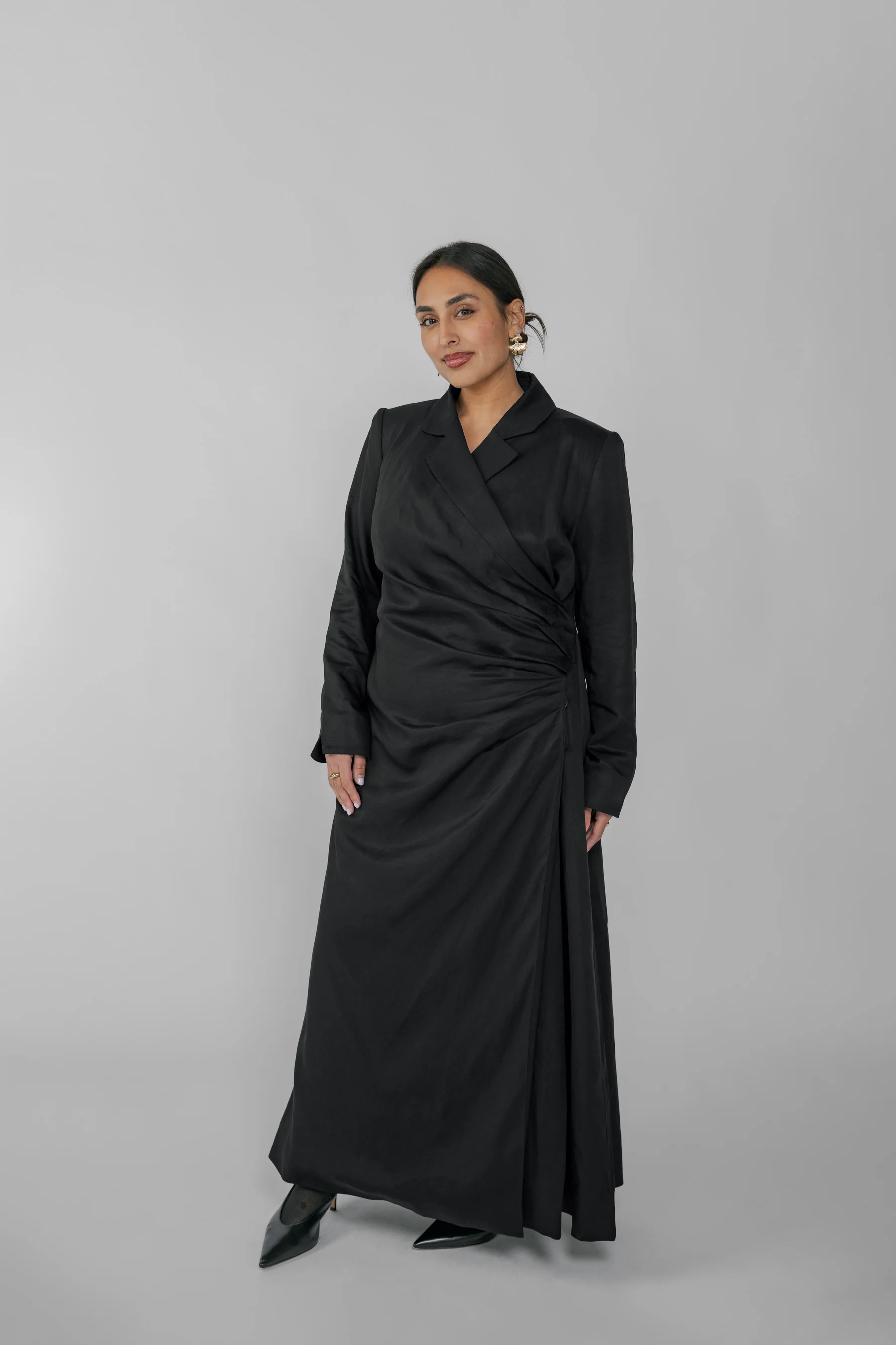 Ruched Trench Dress Black - Image 8