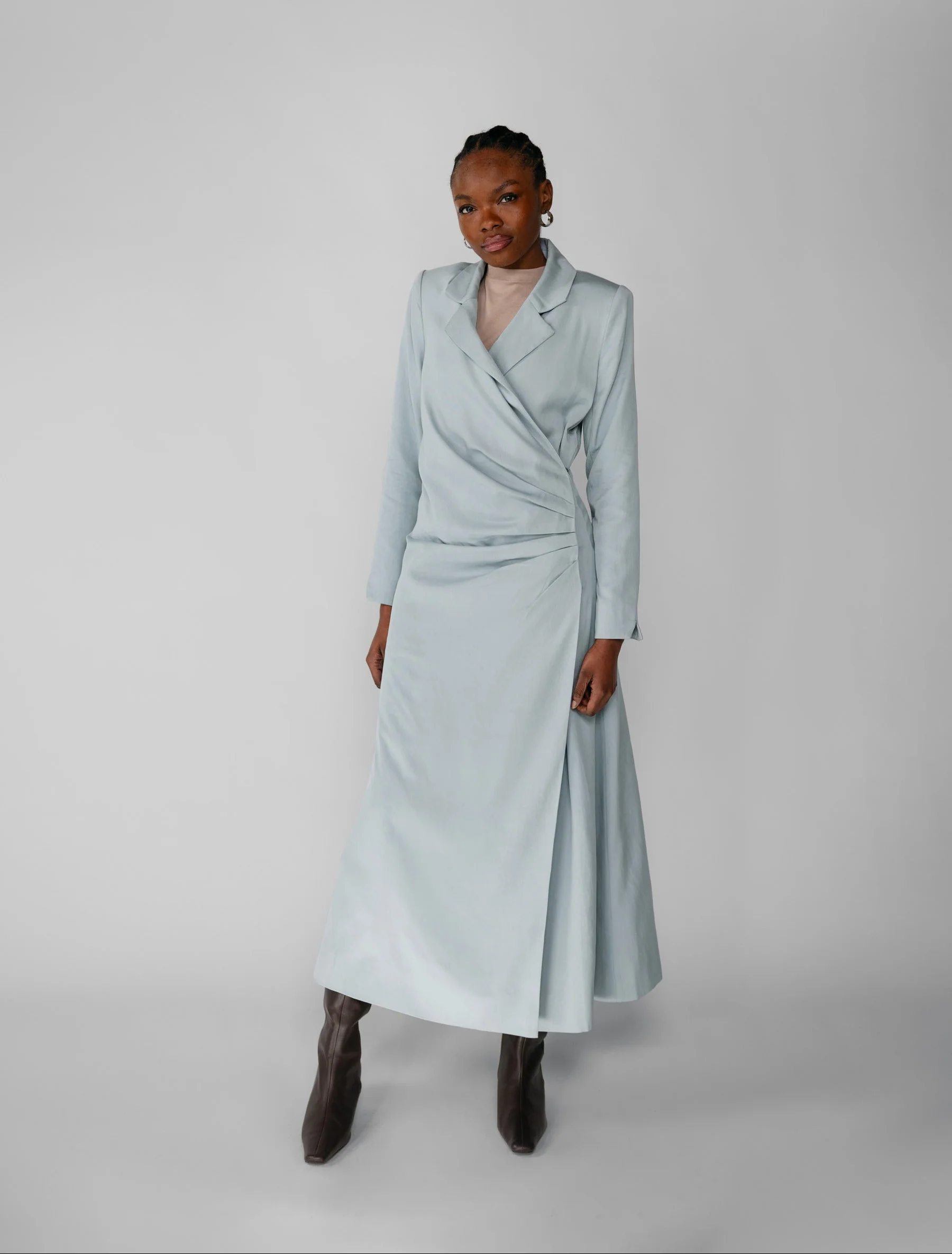 Ruched Trench Dress Powder Blue - Image 3