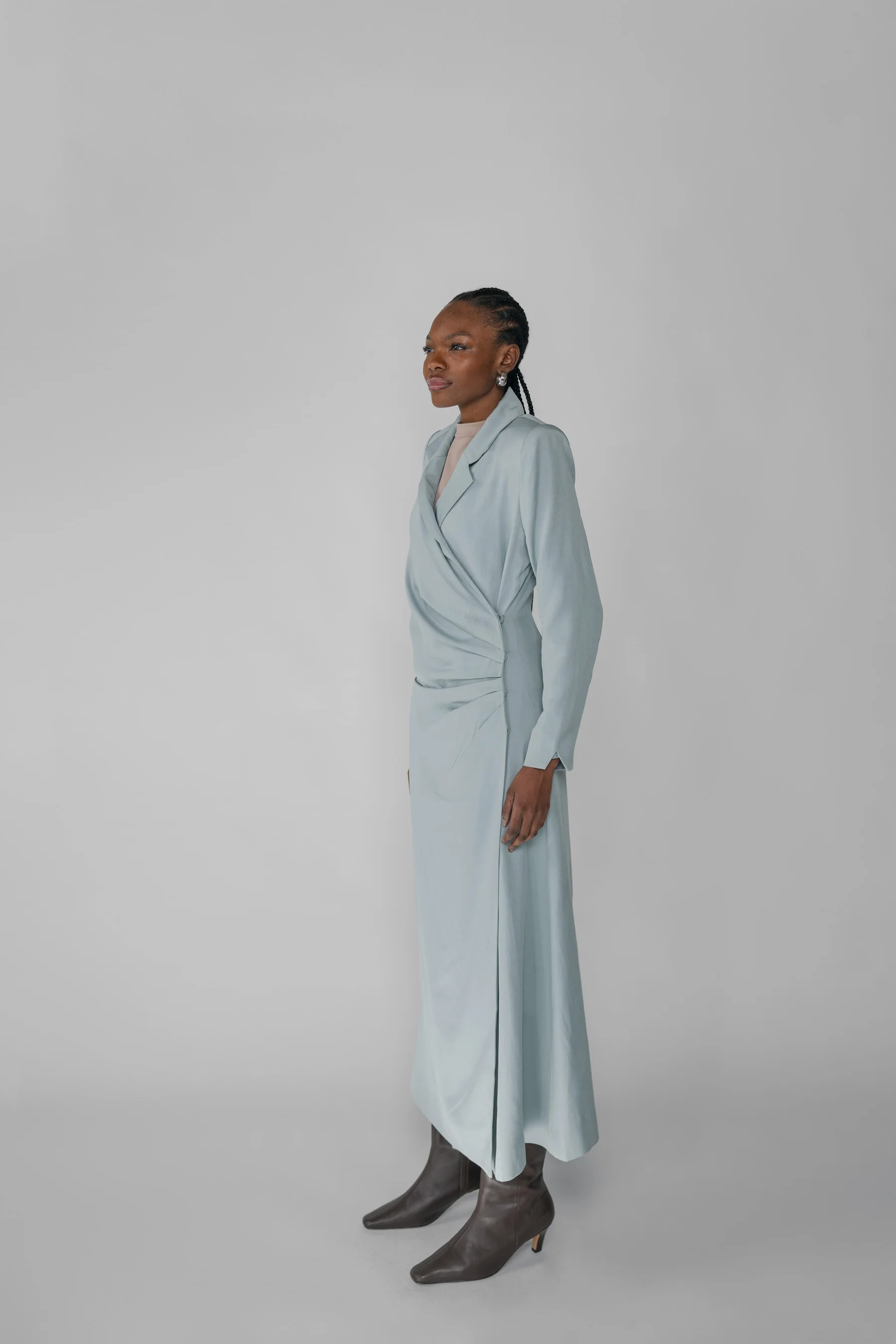 Ruched Trench Dress Powder Blue - Image 4