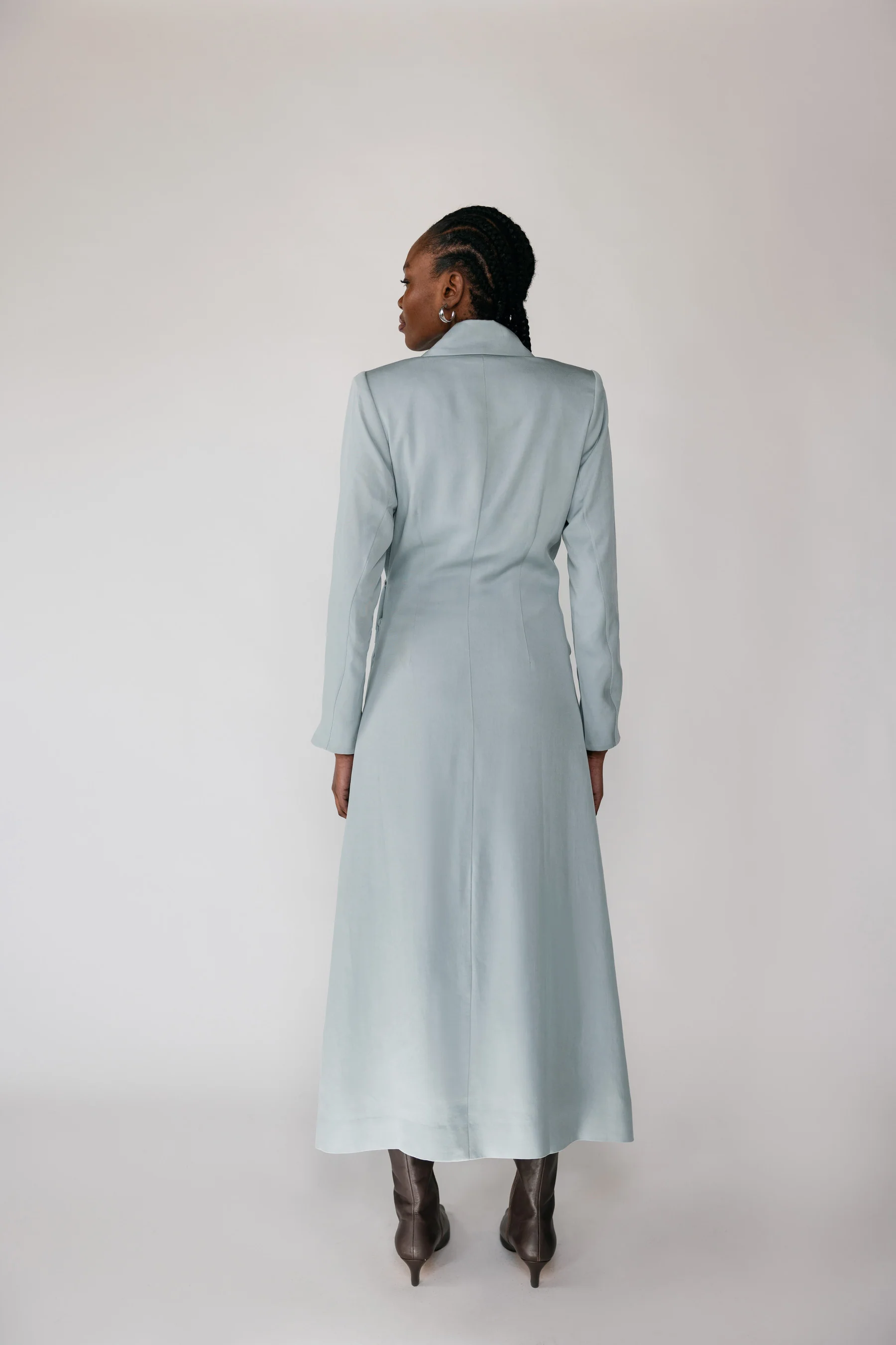 Ruched Trench Dress Powder Blue - Image 5