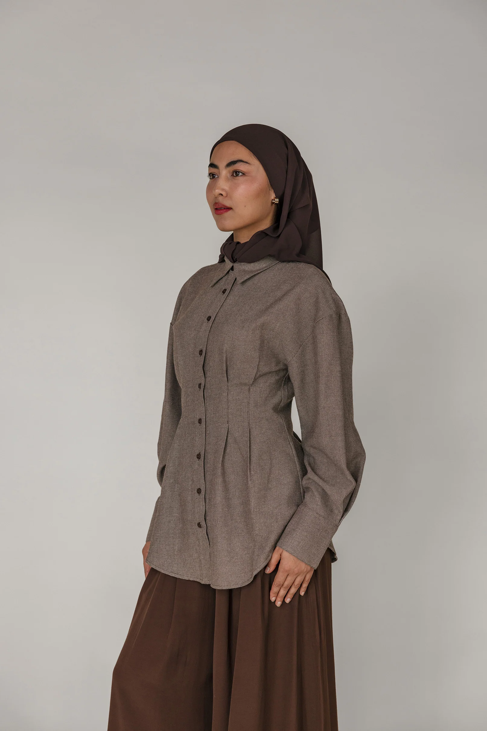 Sculpted Button Up Brown - Image 7