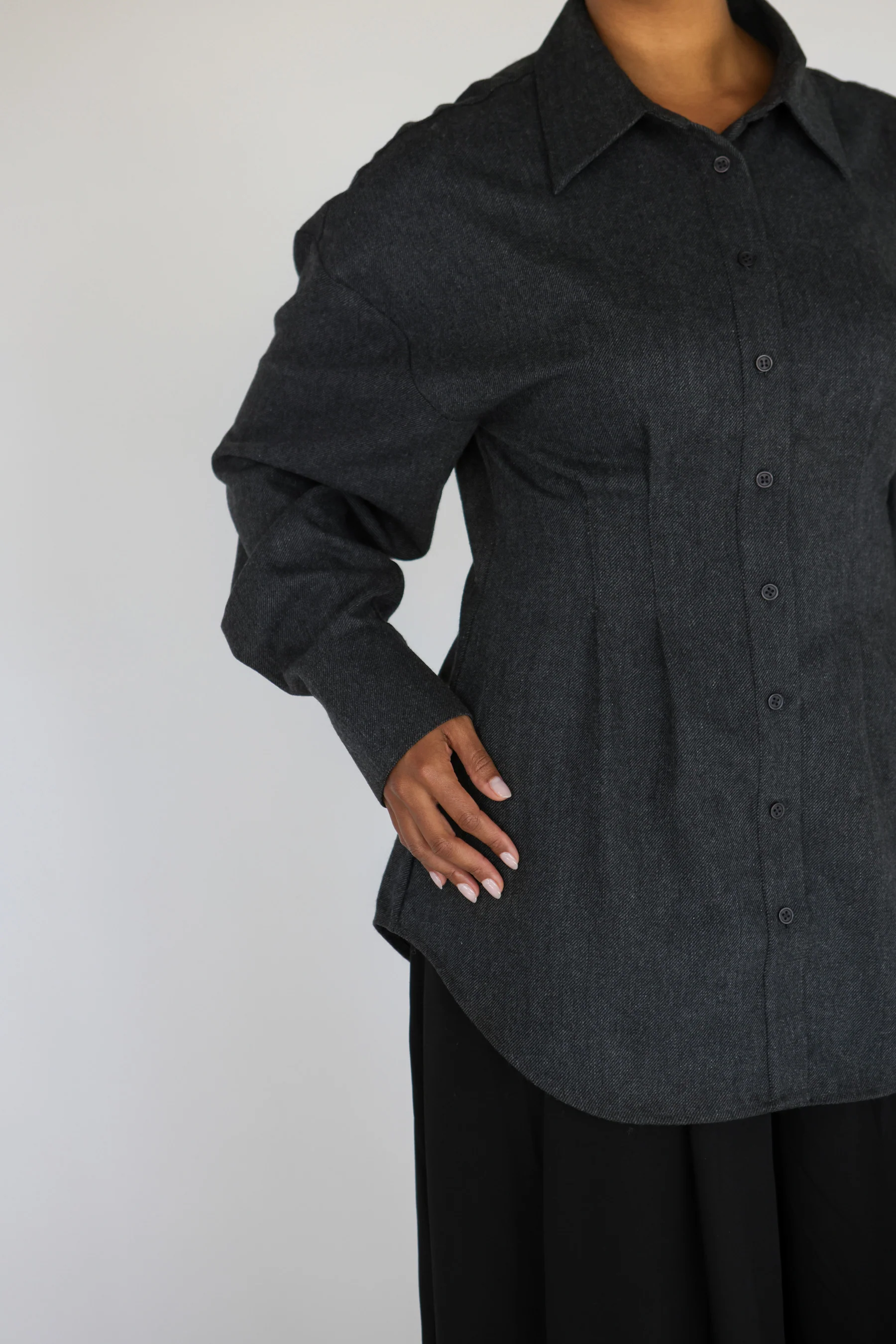 Sculpted Button Up Charcoal - Image 2