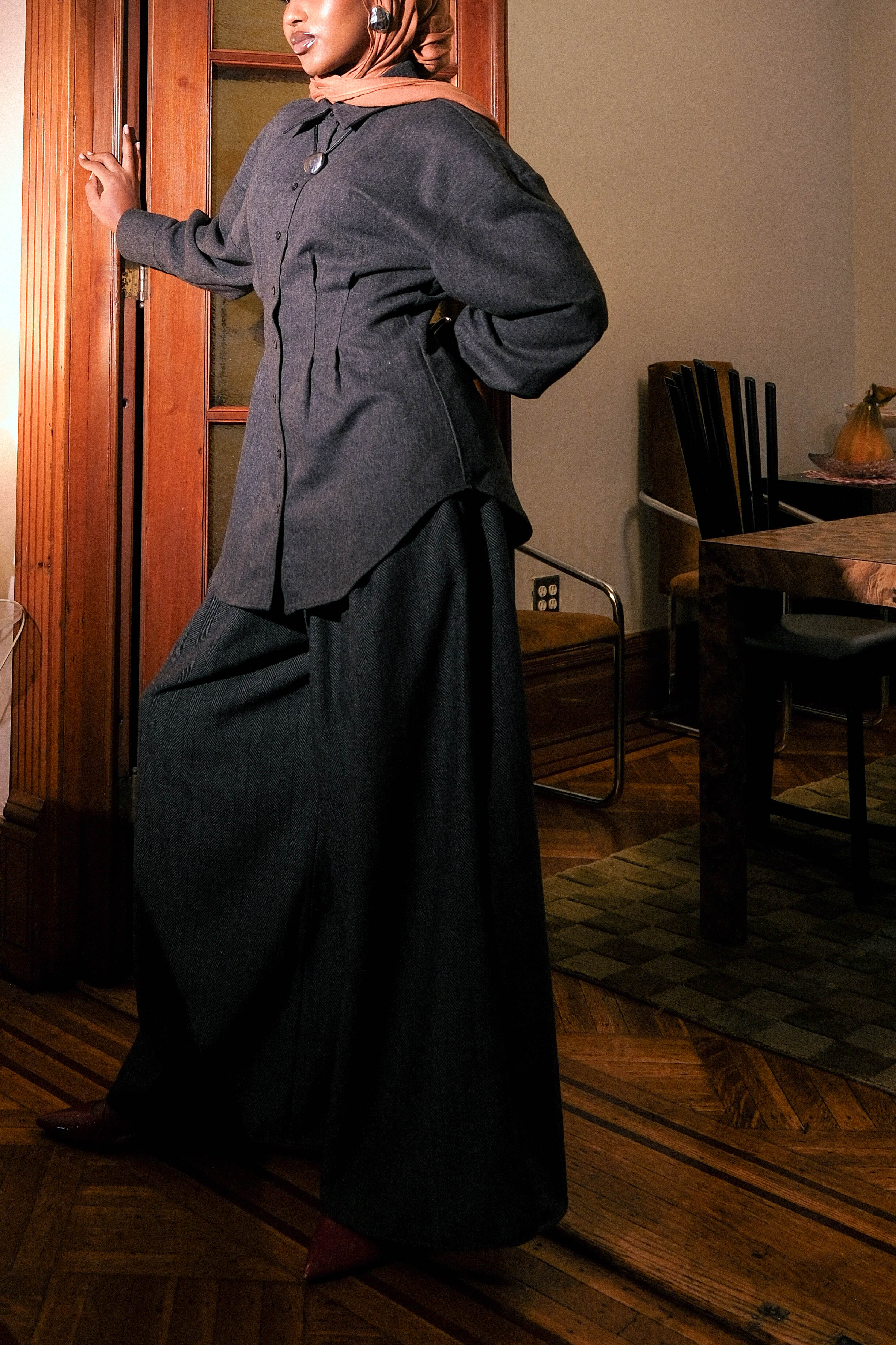 Sculpted Button Up Charcoal - Image 4