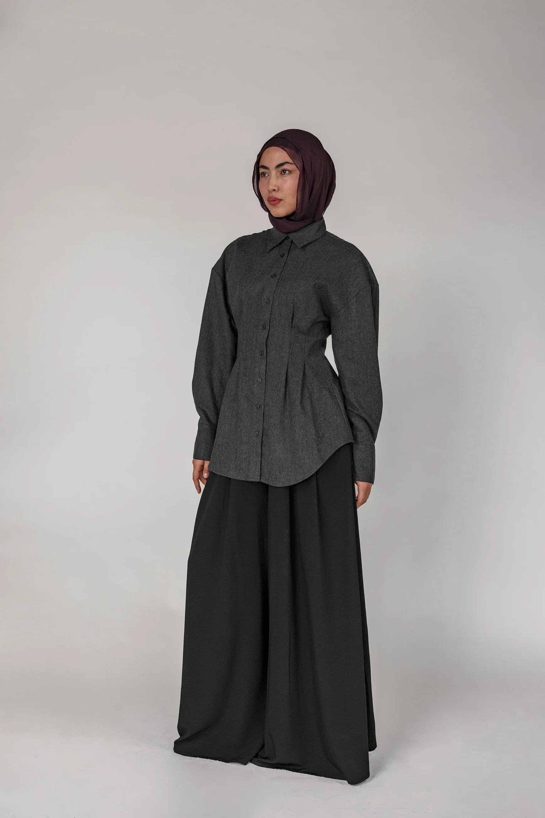 Sculpted Button Up Charcoal - Image 5