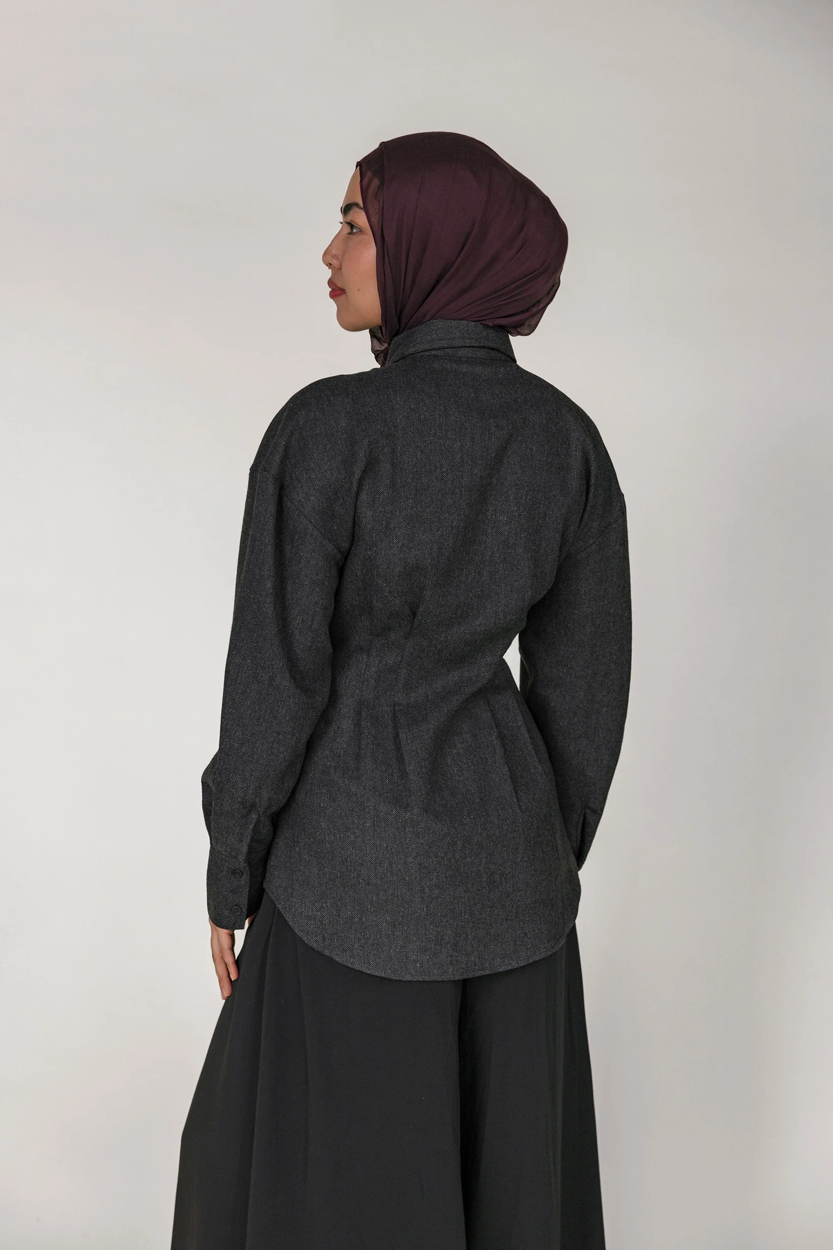 Sculpted Button Up Charcoal - Image 6