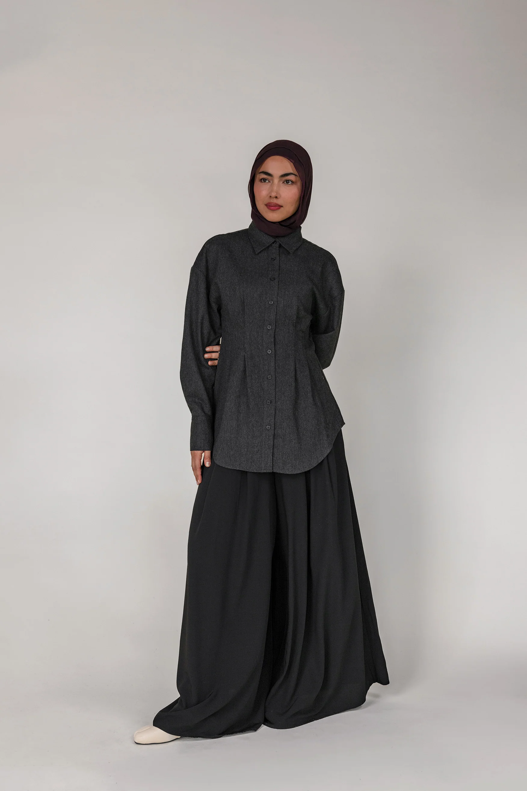 Sculpted Button Up Charcoal - Image 7