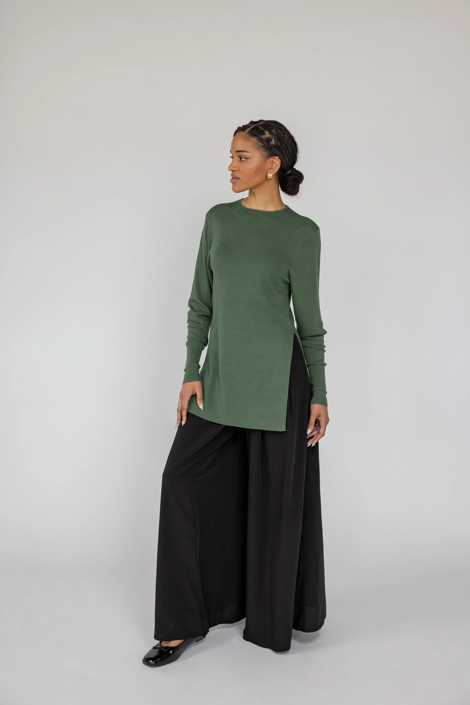 Side Slit Top Olive - Image 6