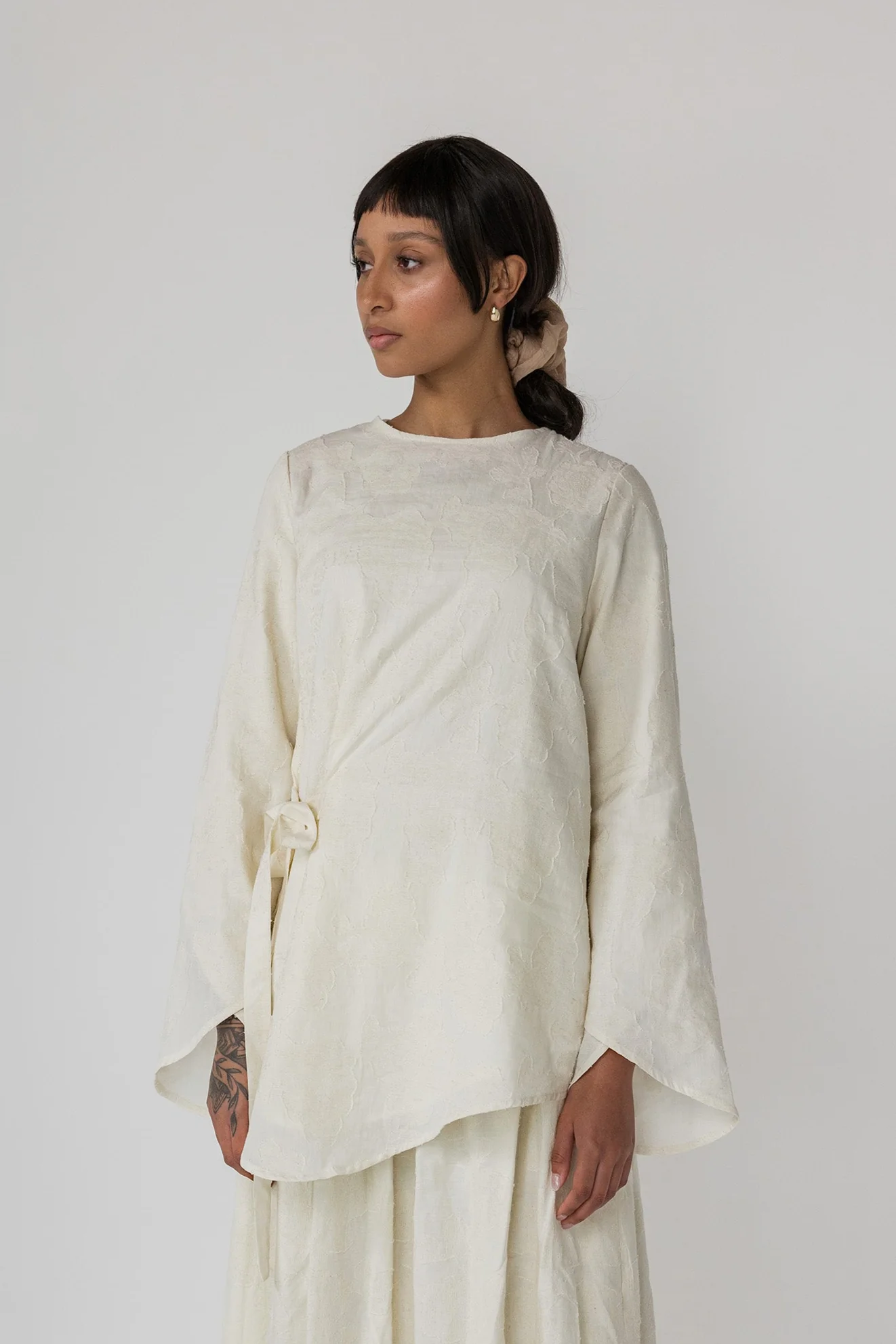 Textured Tie Front Top - Image 3