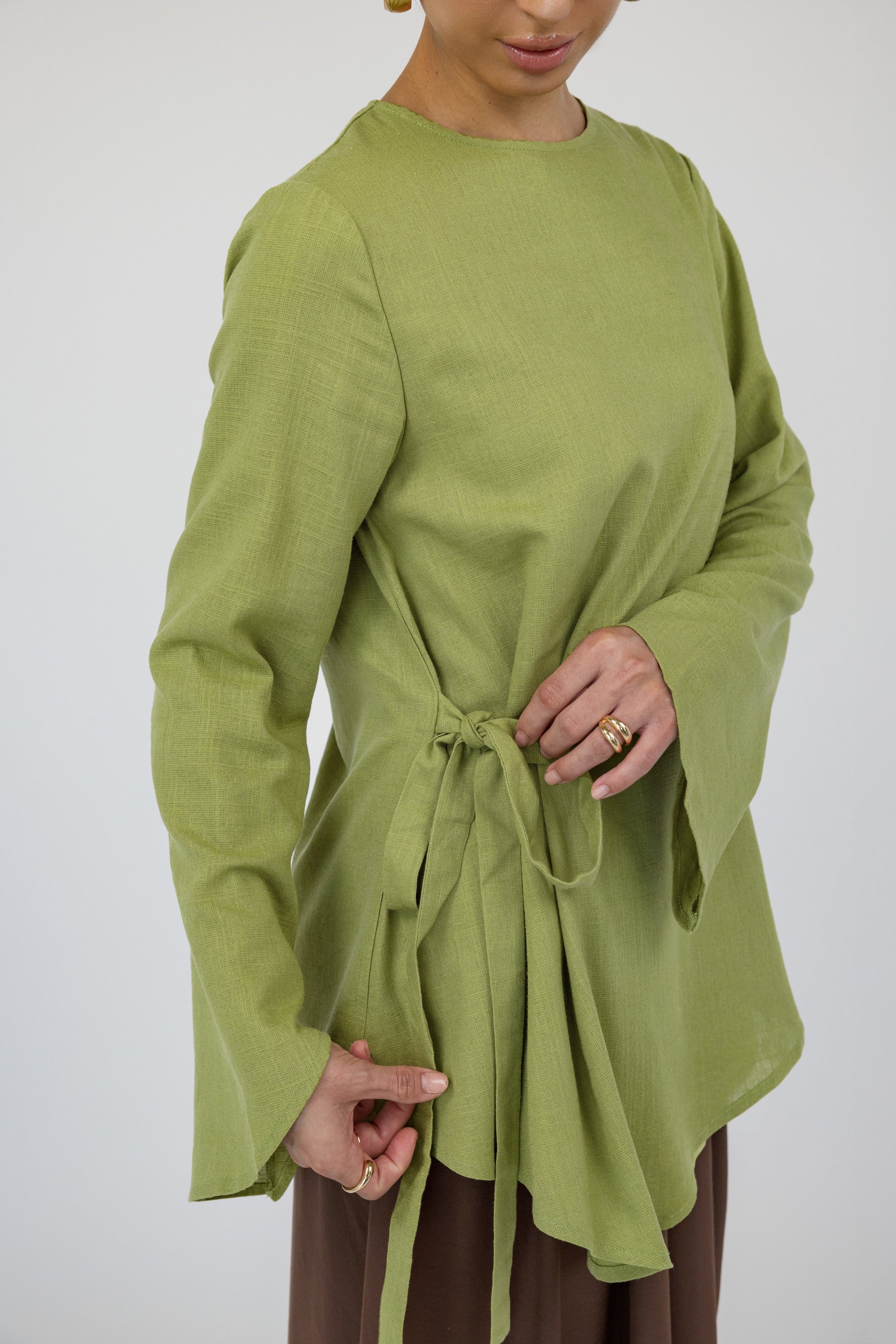 Tie Front Top Moss - Image 3