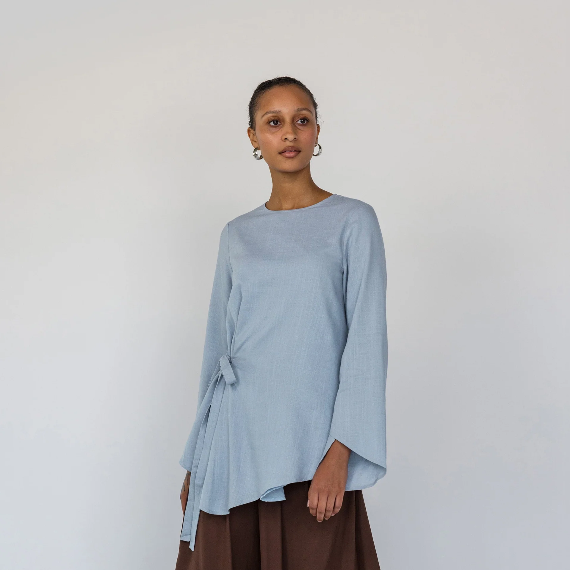 Tie Front Top Blue