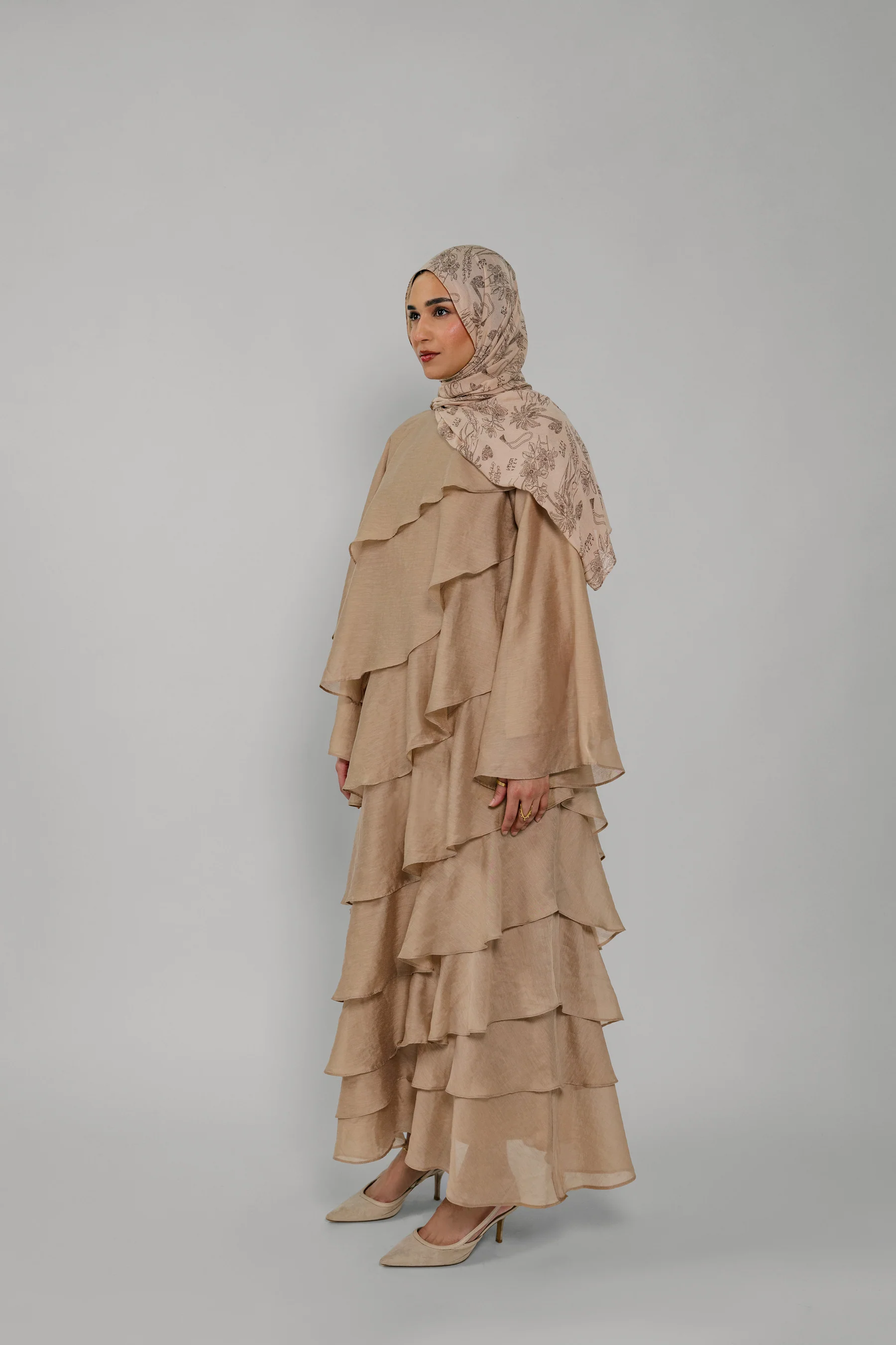 Tiered Ruffle Dress Champagne - Image 4