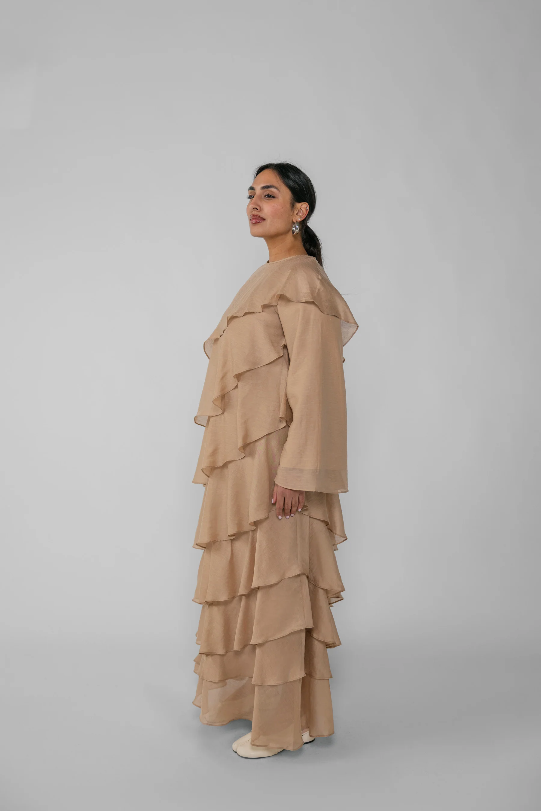 Tiered Ruffle Dress Champagne - Image 8