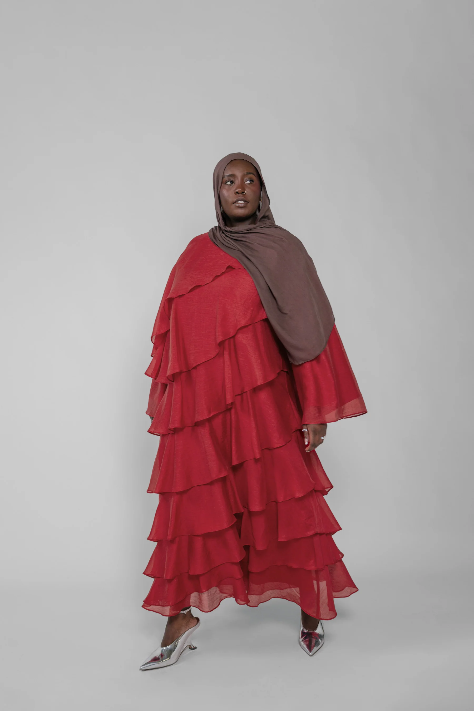 Tiered Ruffle Dress Garnet - Image 3