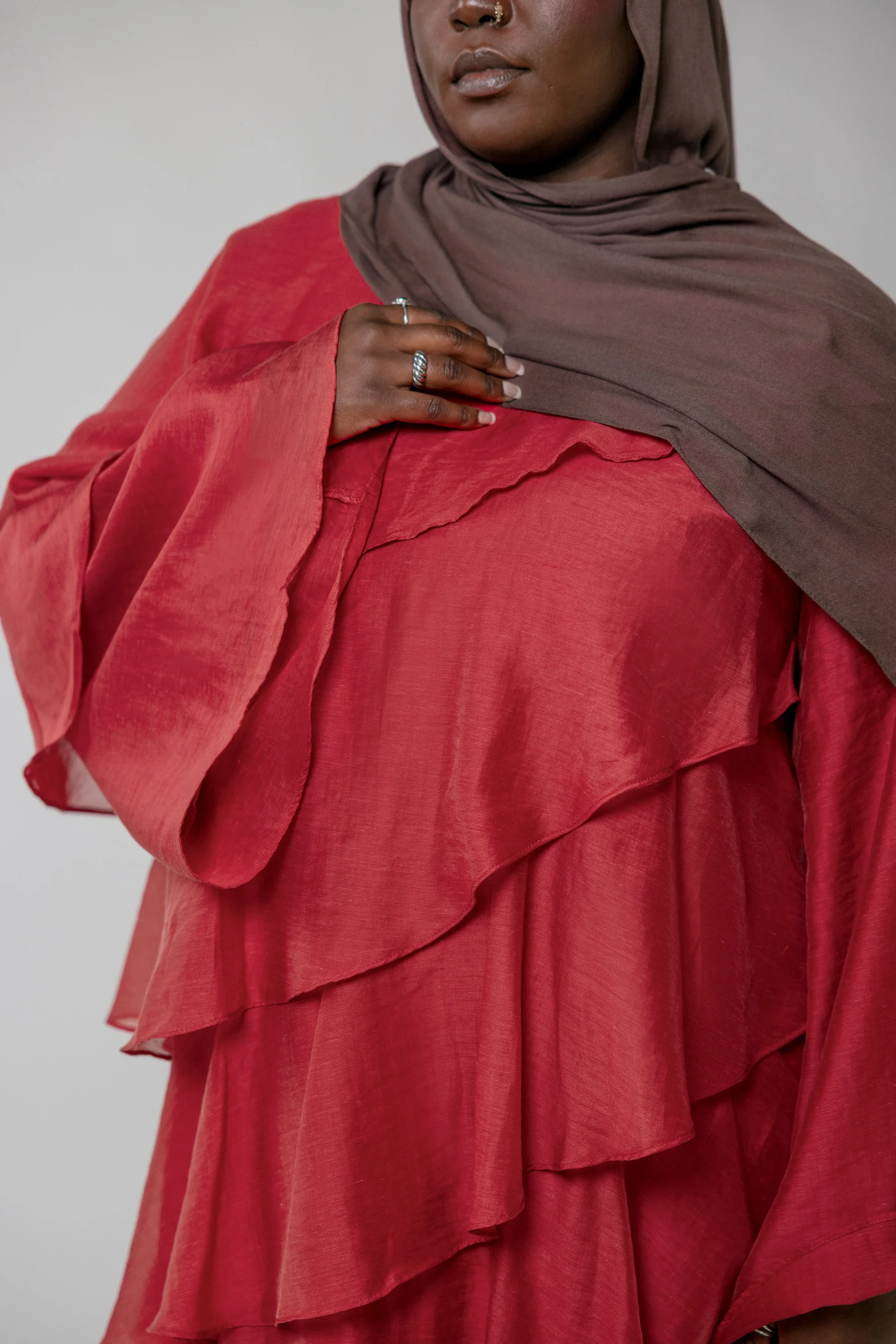 Tiered Ruffle Dress Garnet - Image 6
