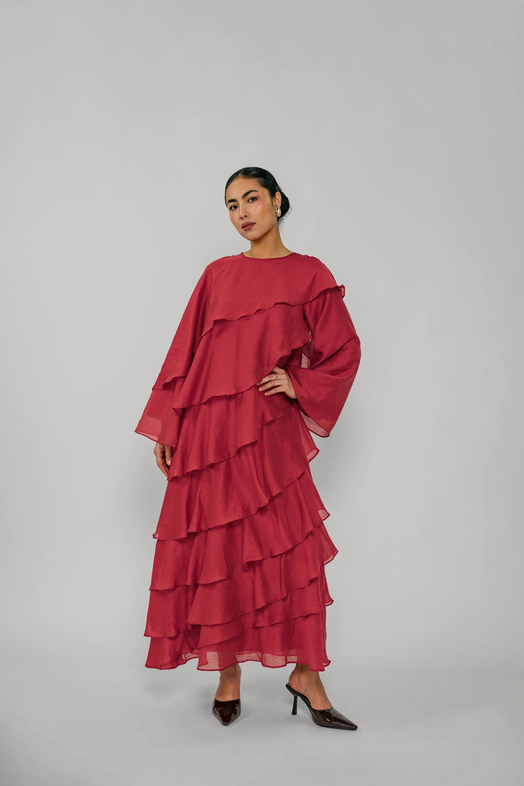 Tiered Ruffle Dress Garnet - Image 7