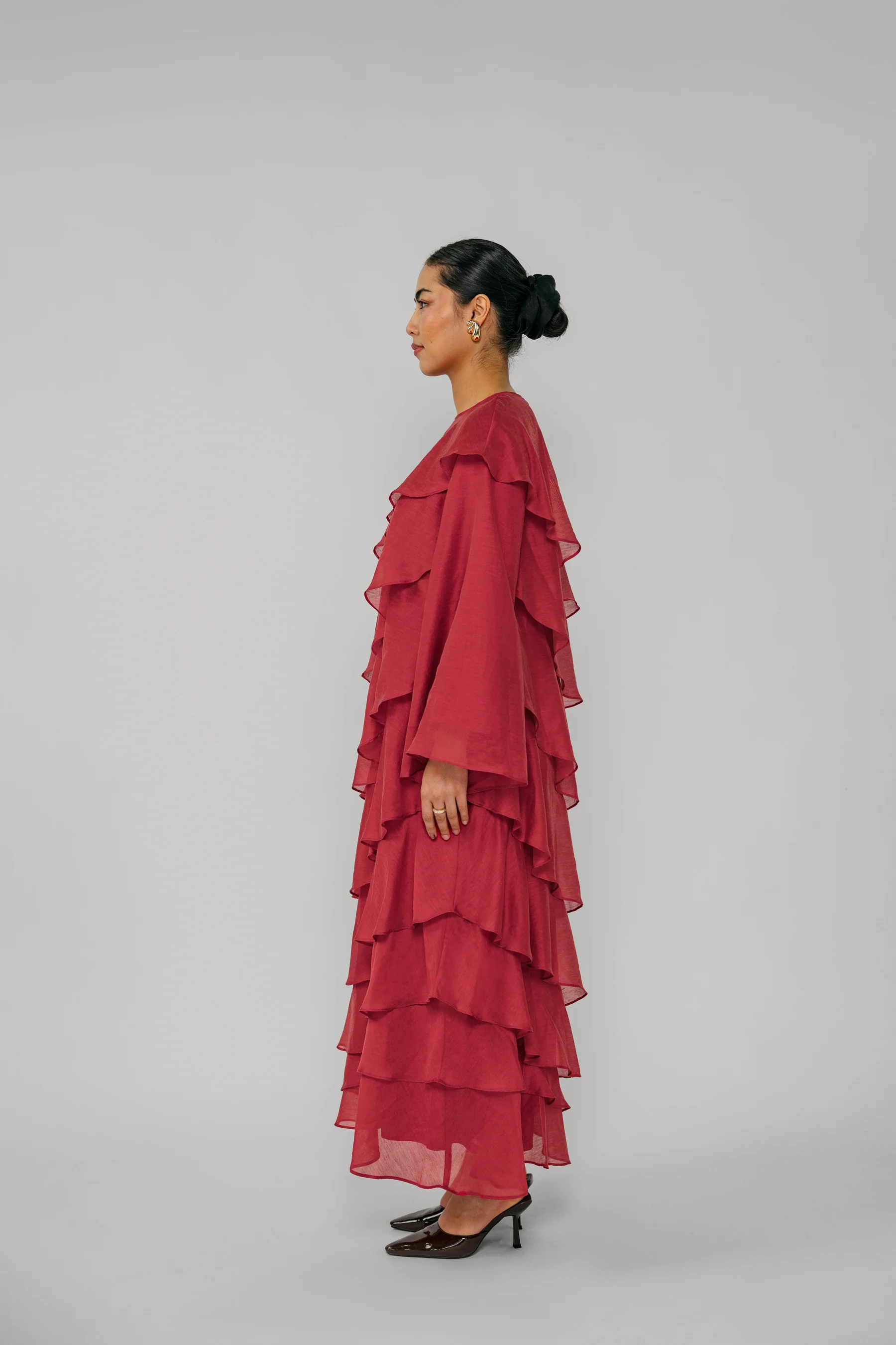 Tiered Ruffle Dress Garnet - Image 8