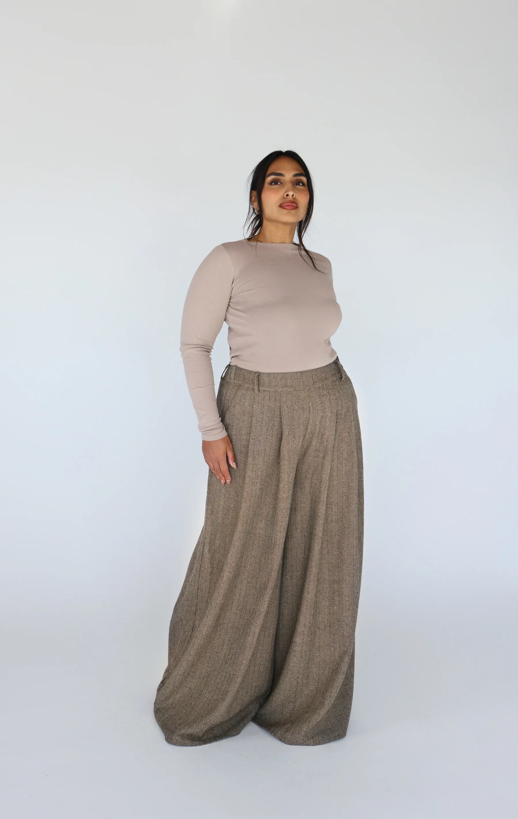 Herringbone Palazzo Pant Brown - Image 10