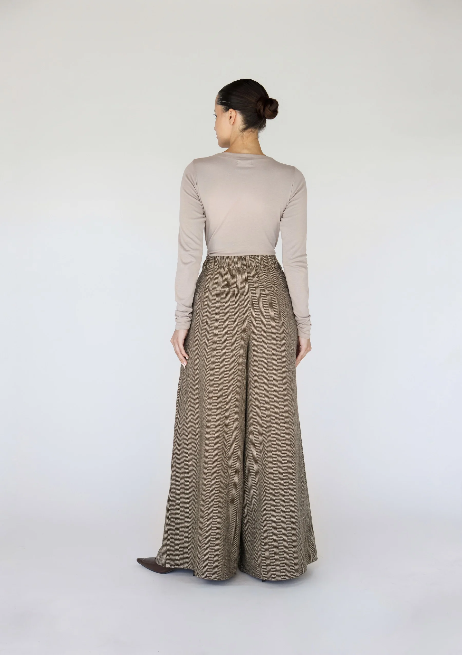 Herringbone Palazzo Pant Brown - Image 7