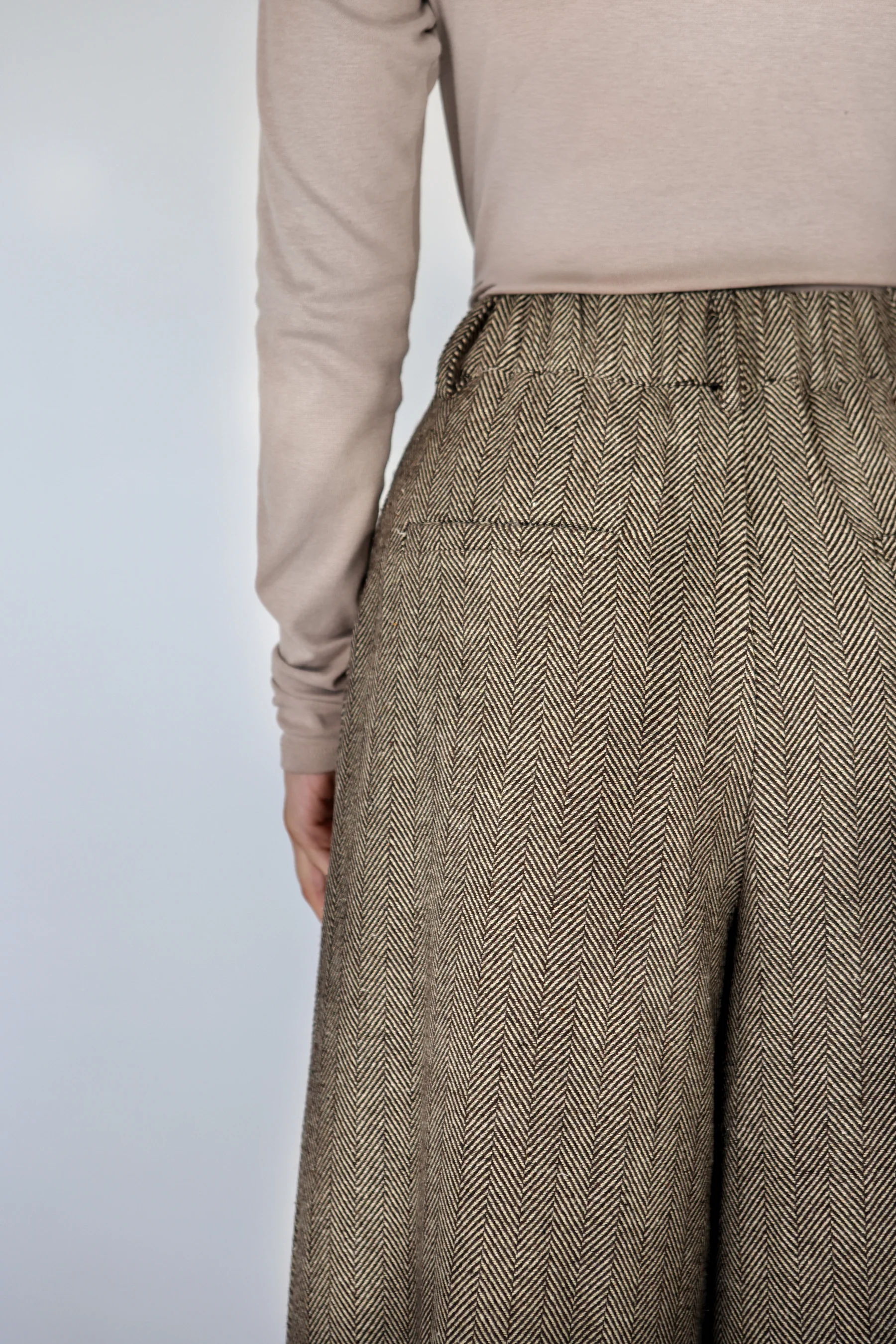 Herringbone Palazzo Pant Brown - Image 8