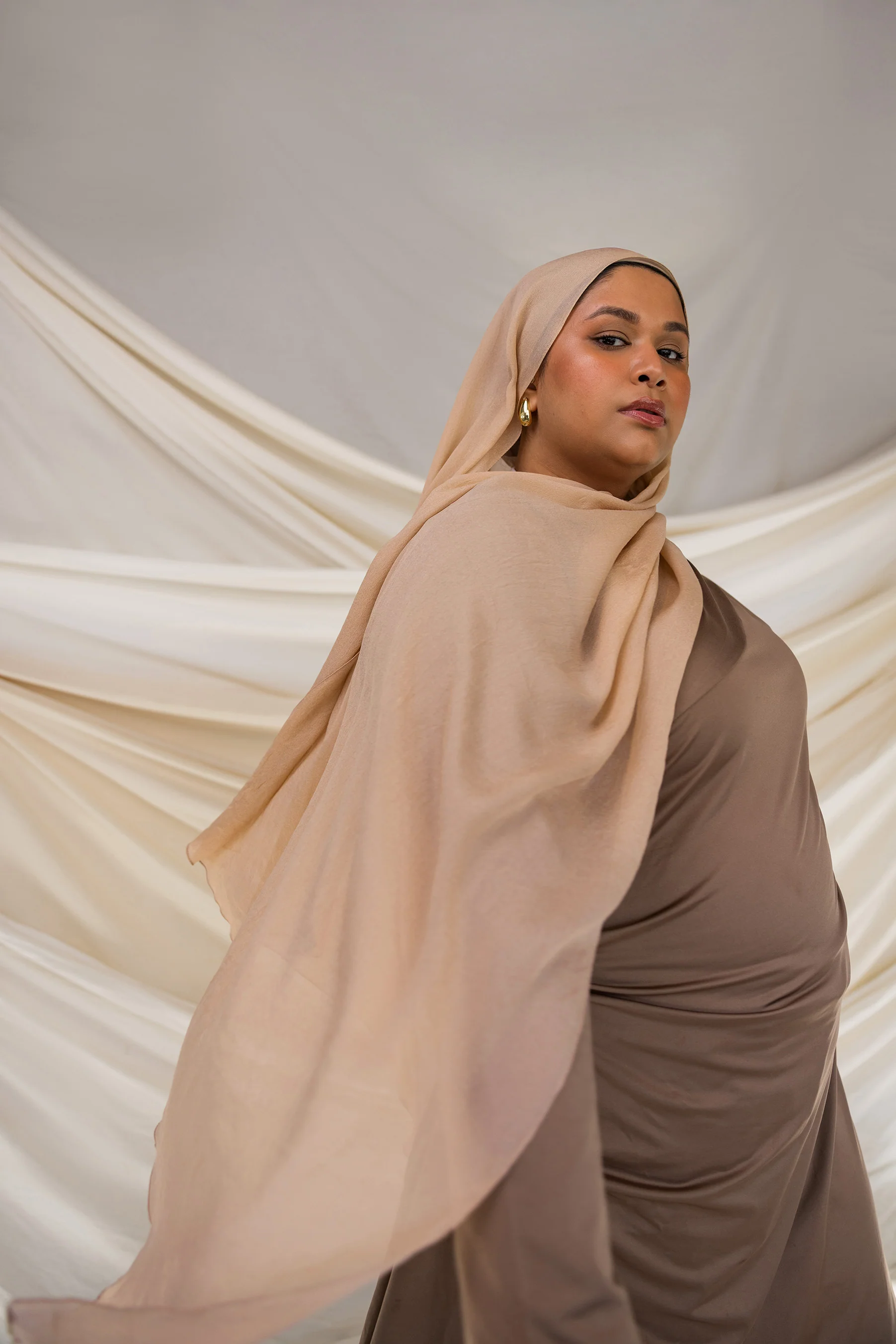 Warm Taupe Silk Chiffon