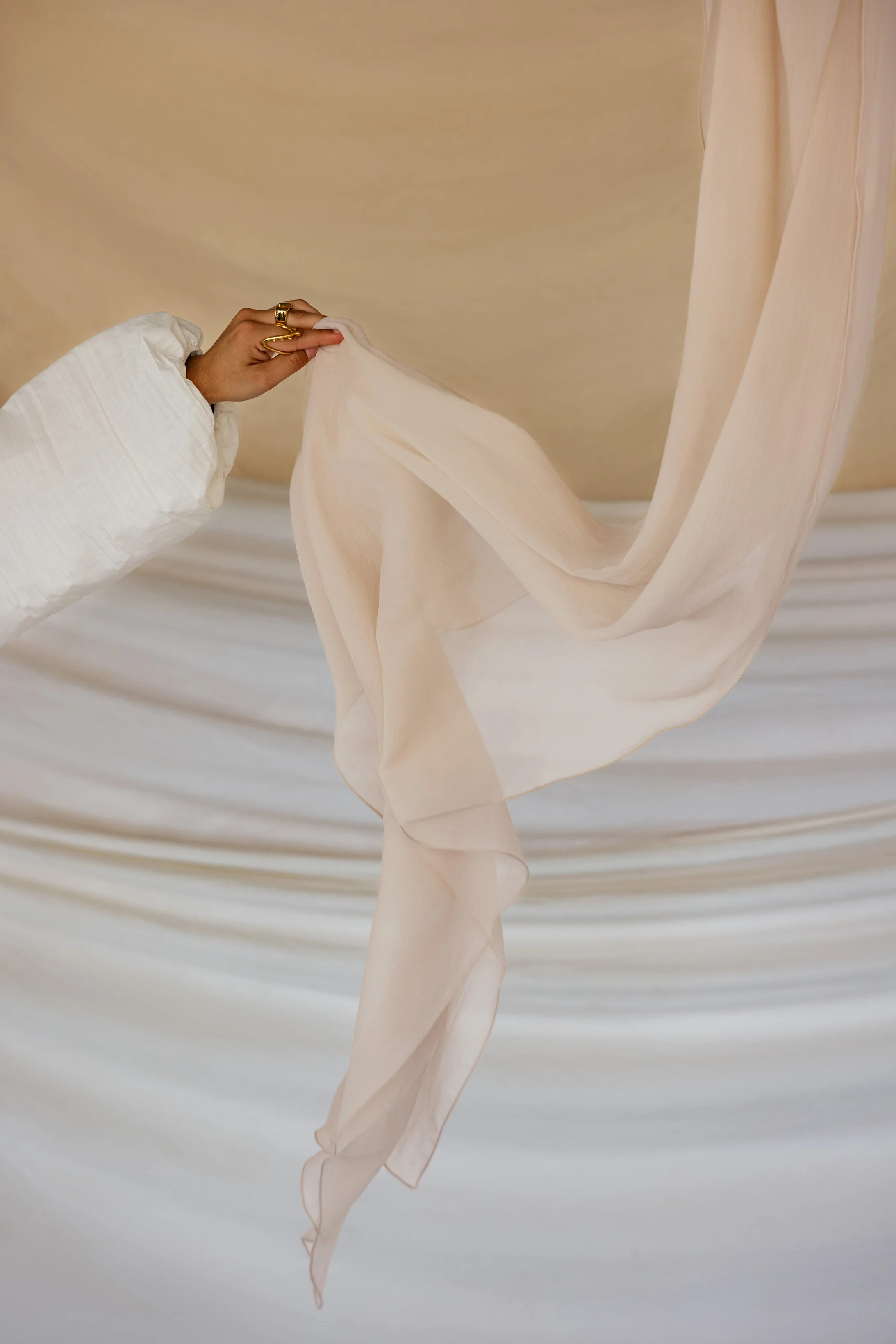 Warm Travertine Crinkle Chiffon - Image 4